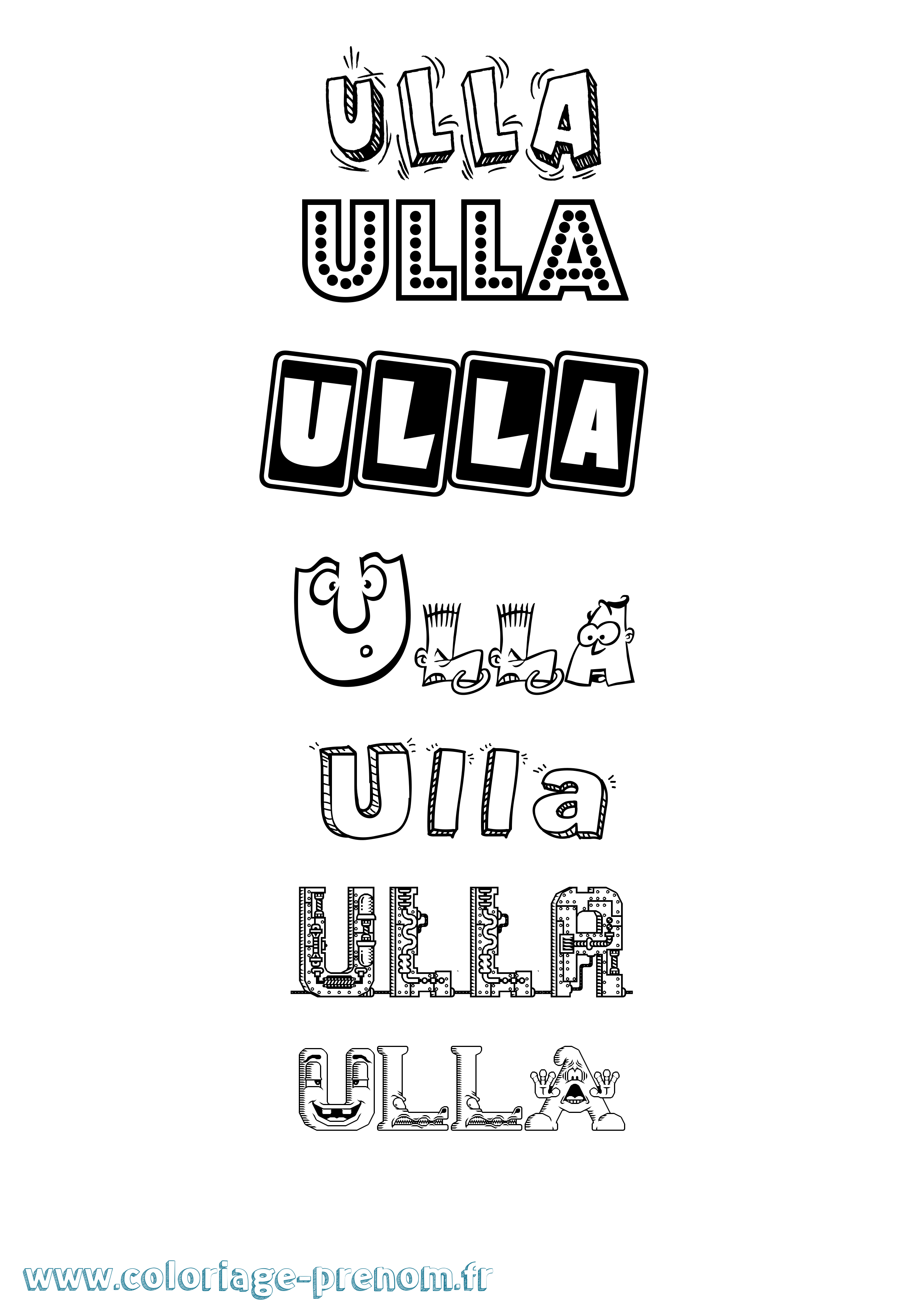 Coloriage prénom Ulla Fun