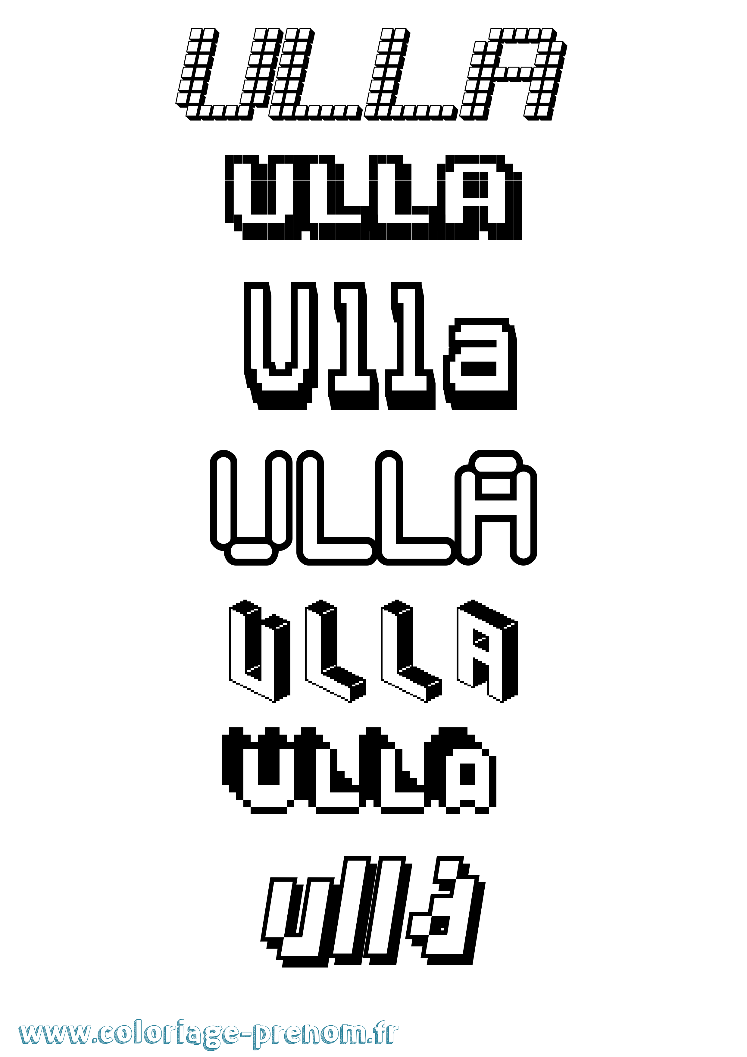 Coloriage prénom Ulla Pixel