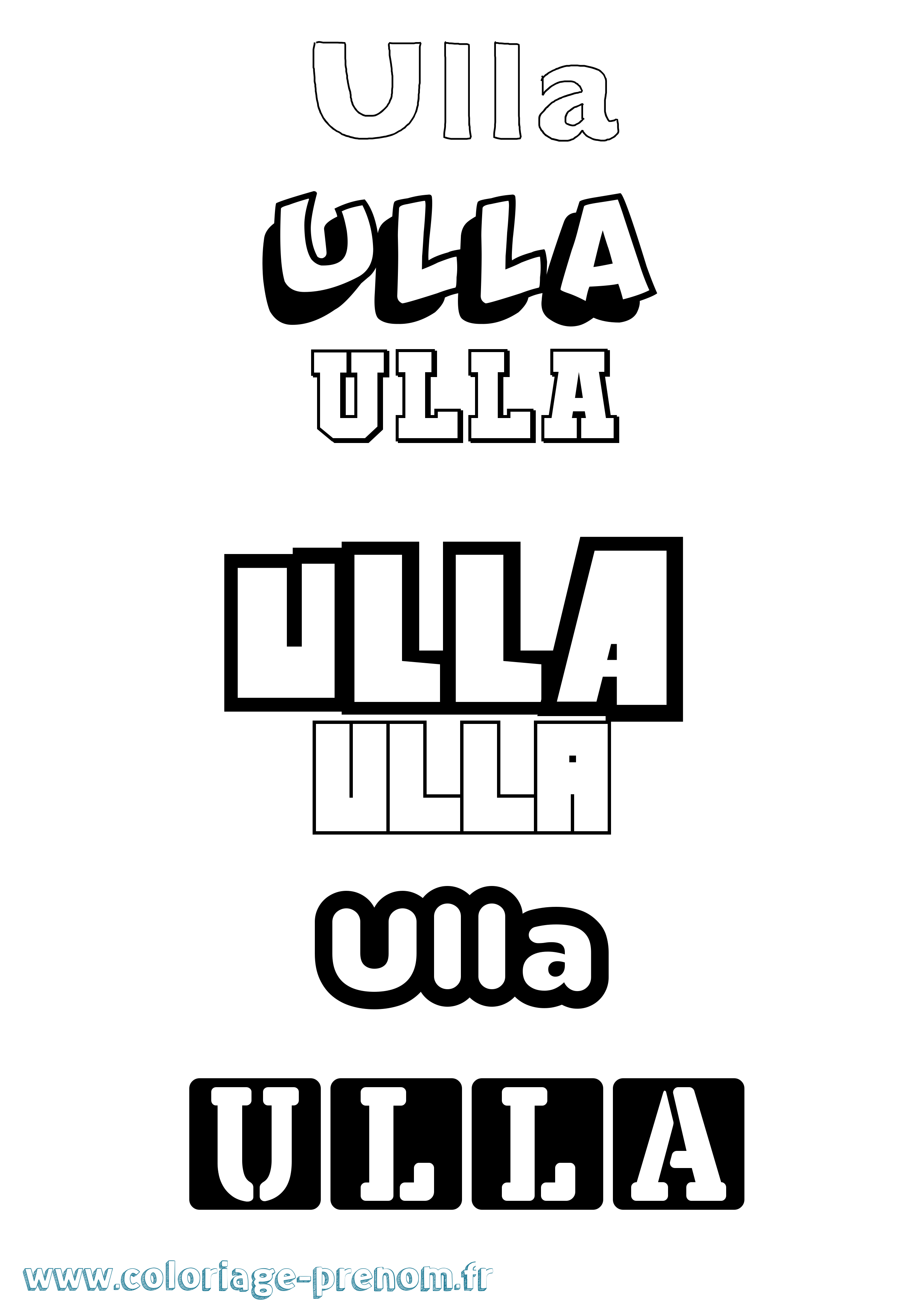 Coloriage prénom Ulla Simple