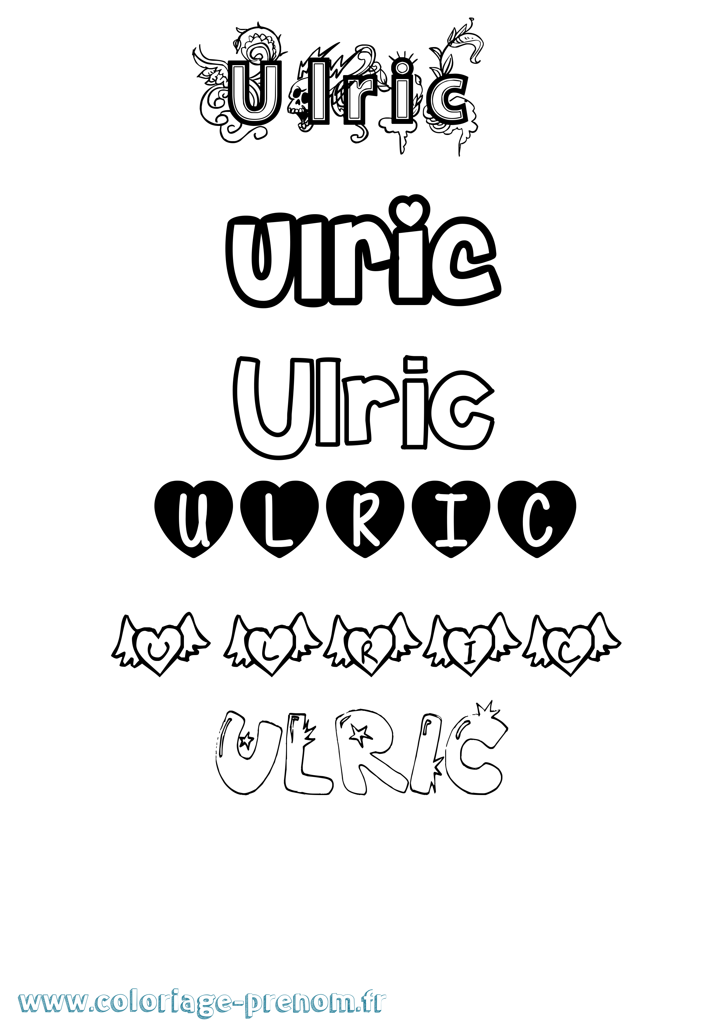 Coloriage Ulric Girly Coloriage prénom Ulric Girly