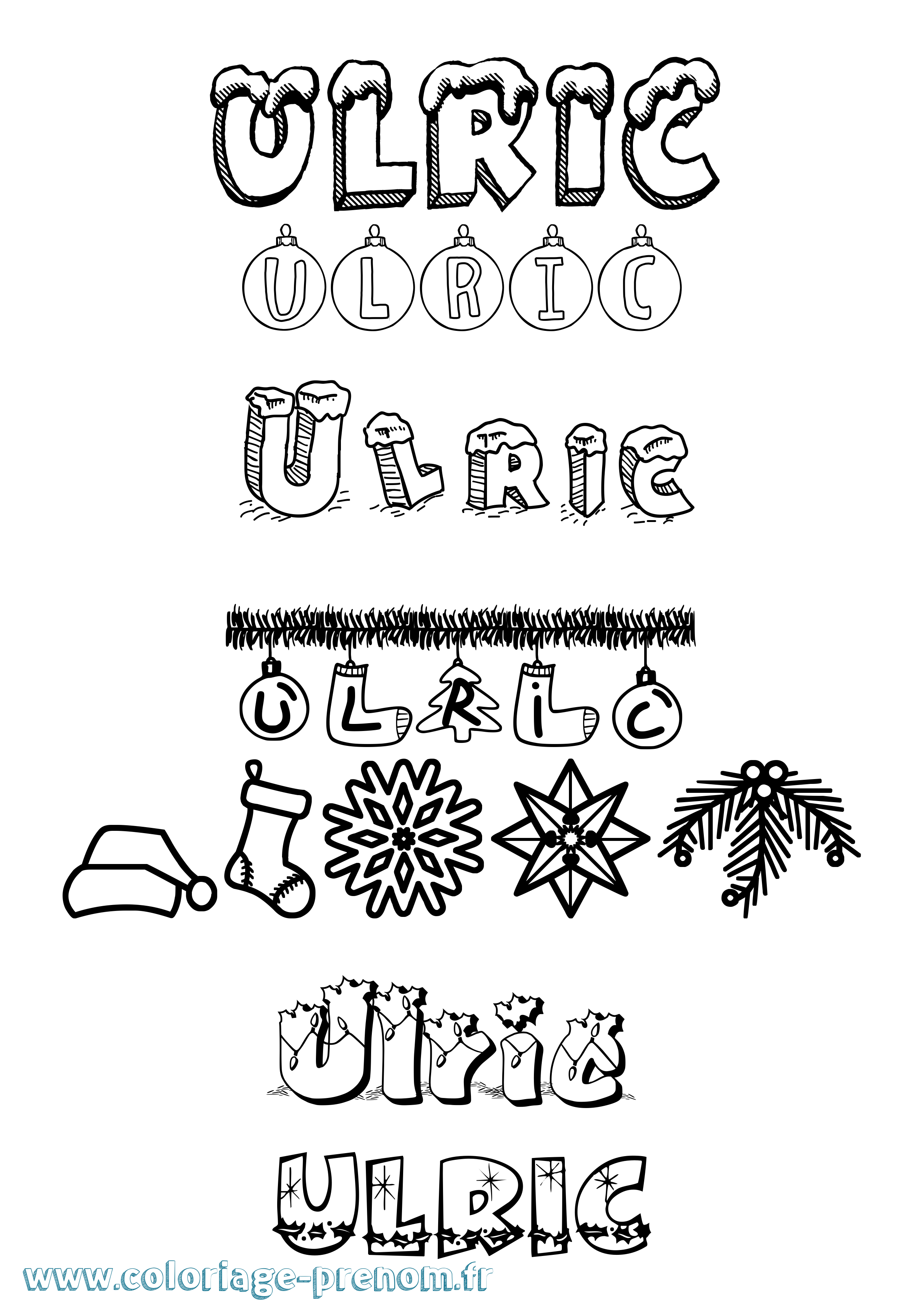 Coloriage Ulric Noël Coloriage prénom Ulric Noël