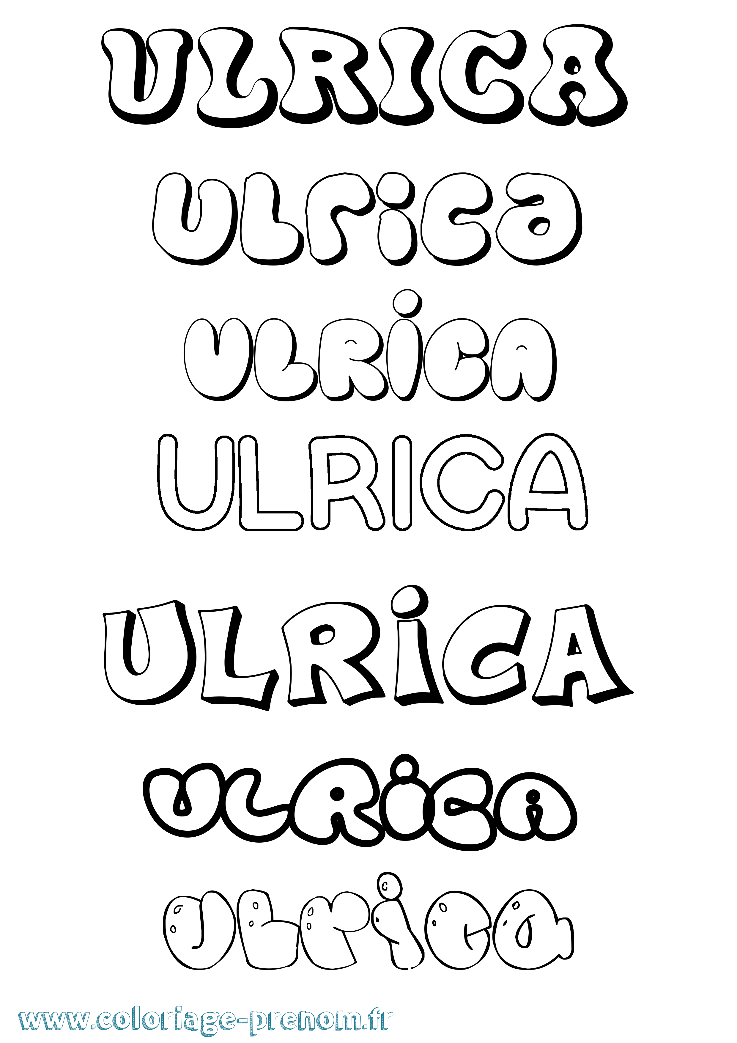 Coloriage prénom Ulrica Bubble
