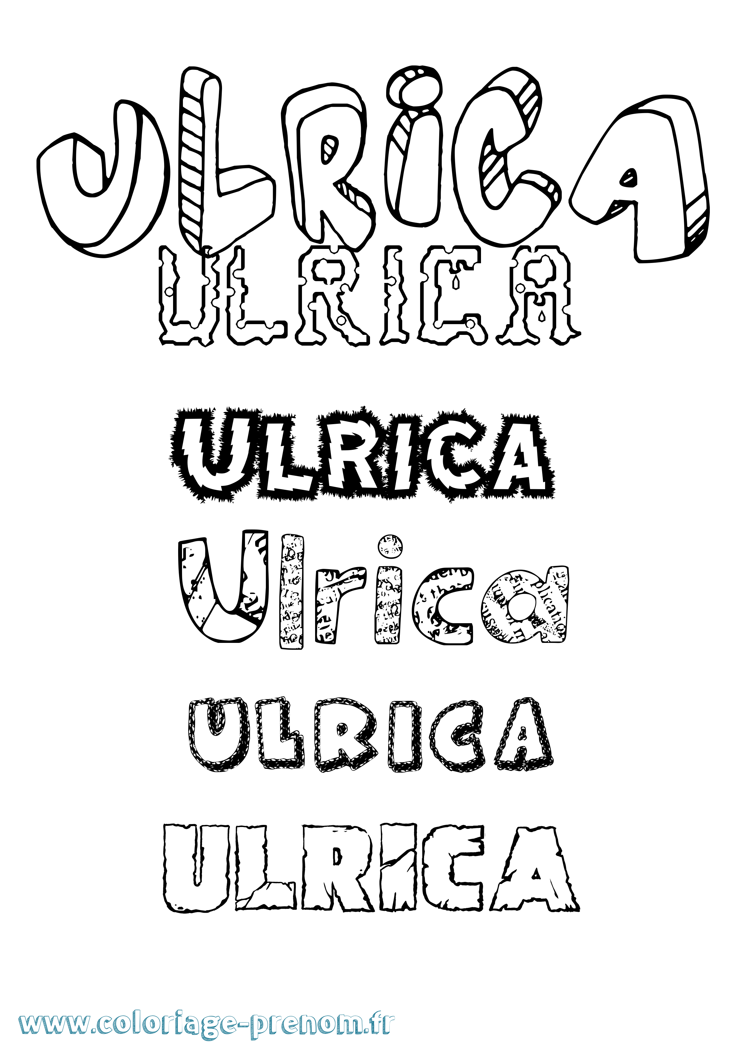 Coloriage Ulrica Destructuré Coloriage prénom Ulrica Destructuré