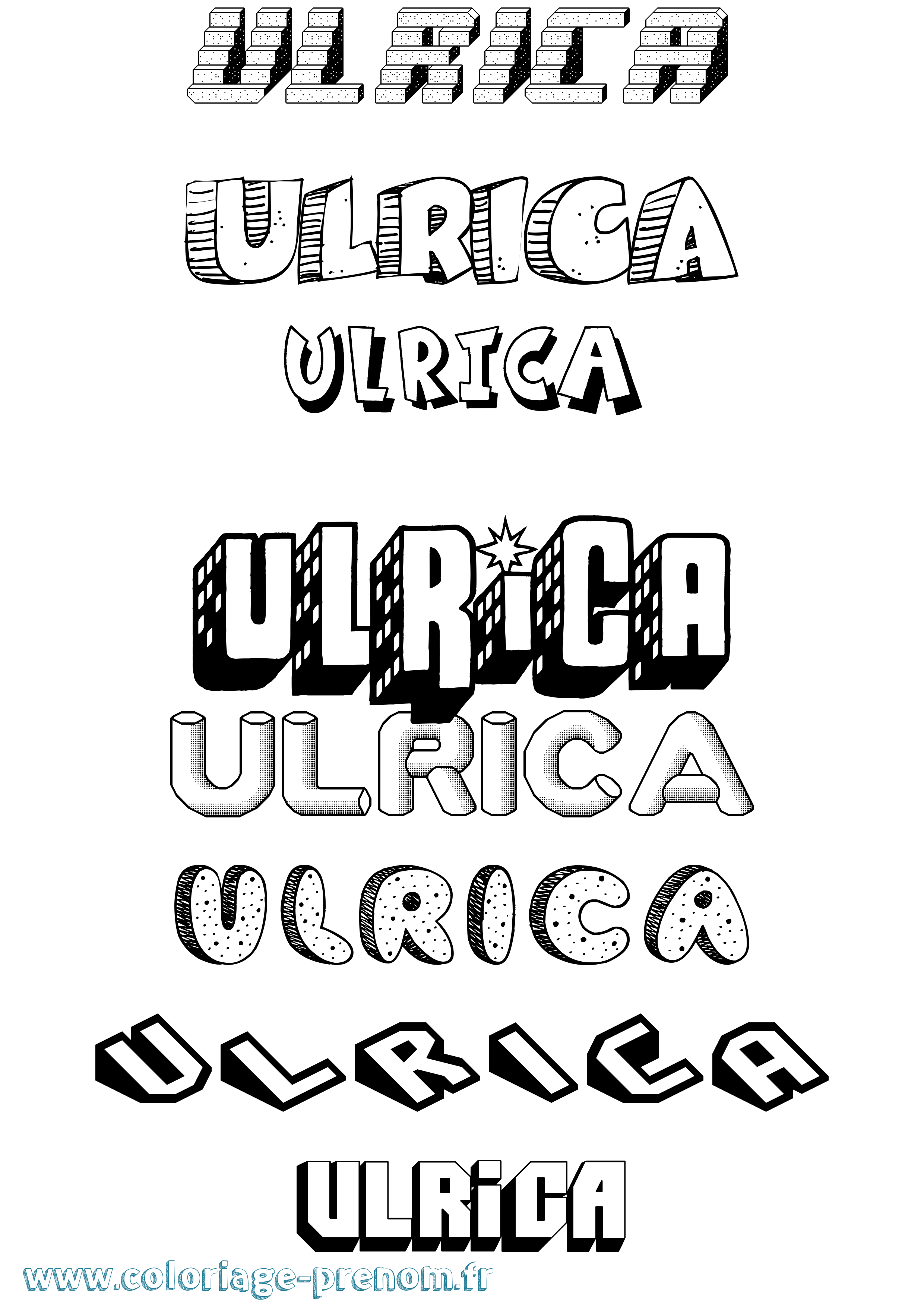 Coloriage Ulrica Effet 3D Coloriage prénom Ulrica Effet 3D