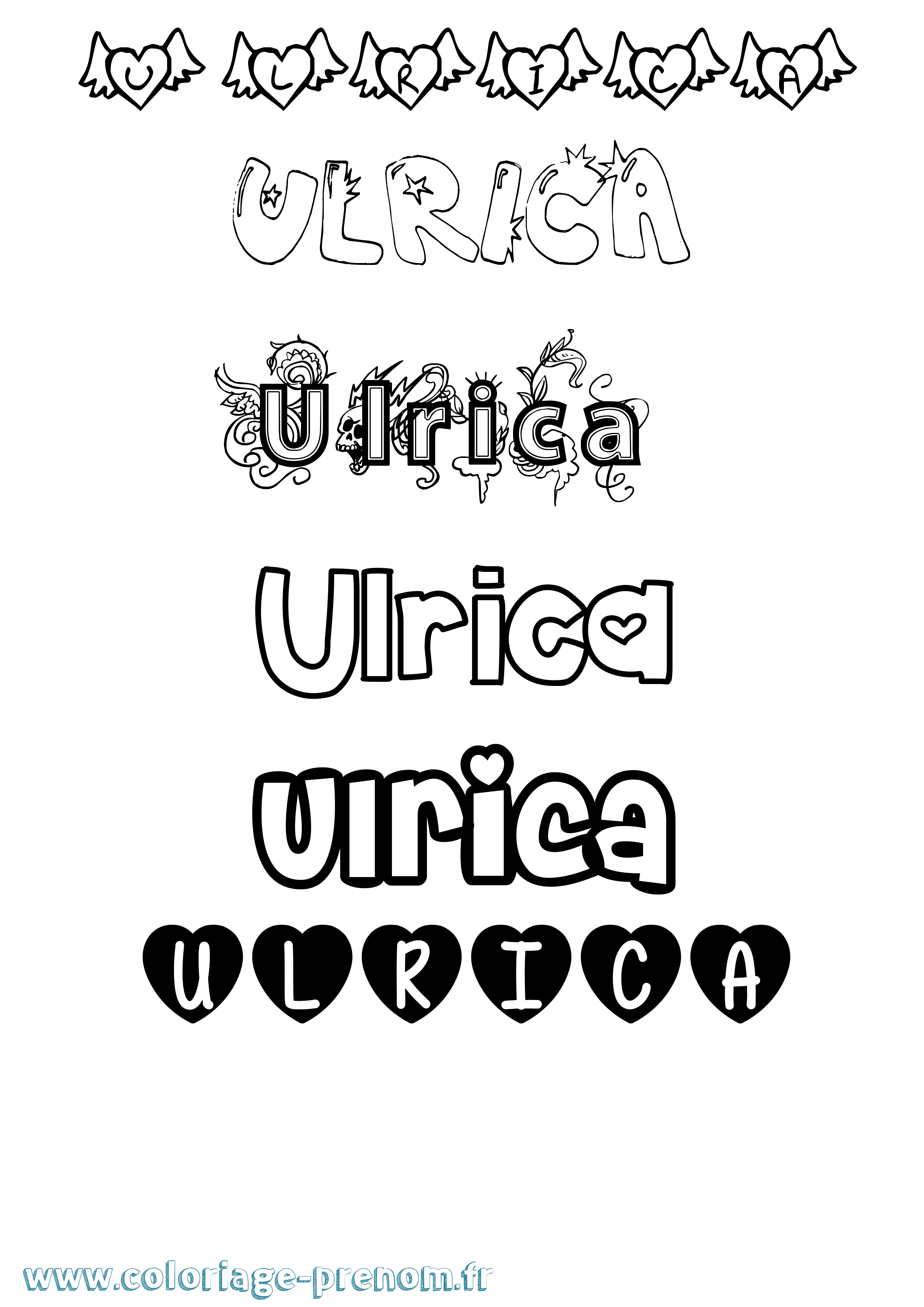 Coloriage Ulrica Girly Coloriage prénom Ulrica Girly