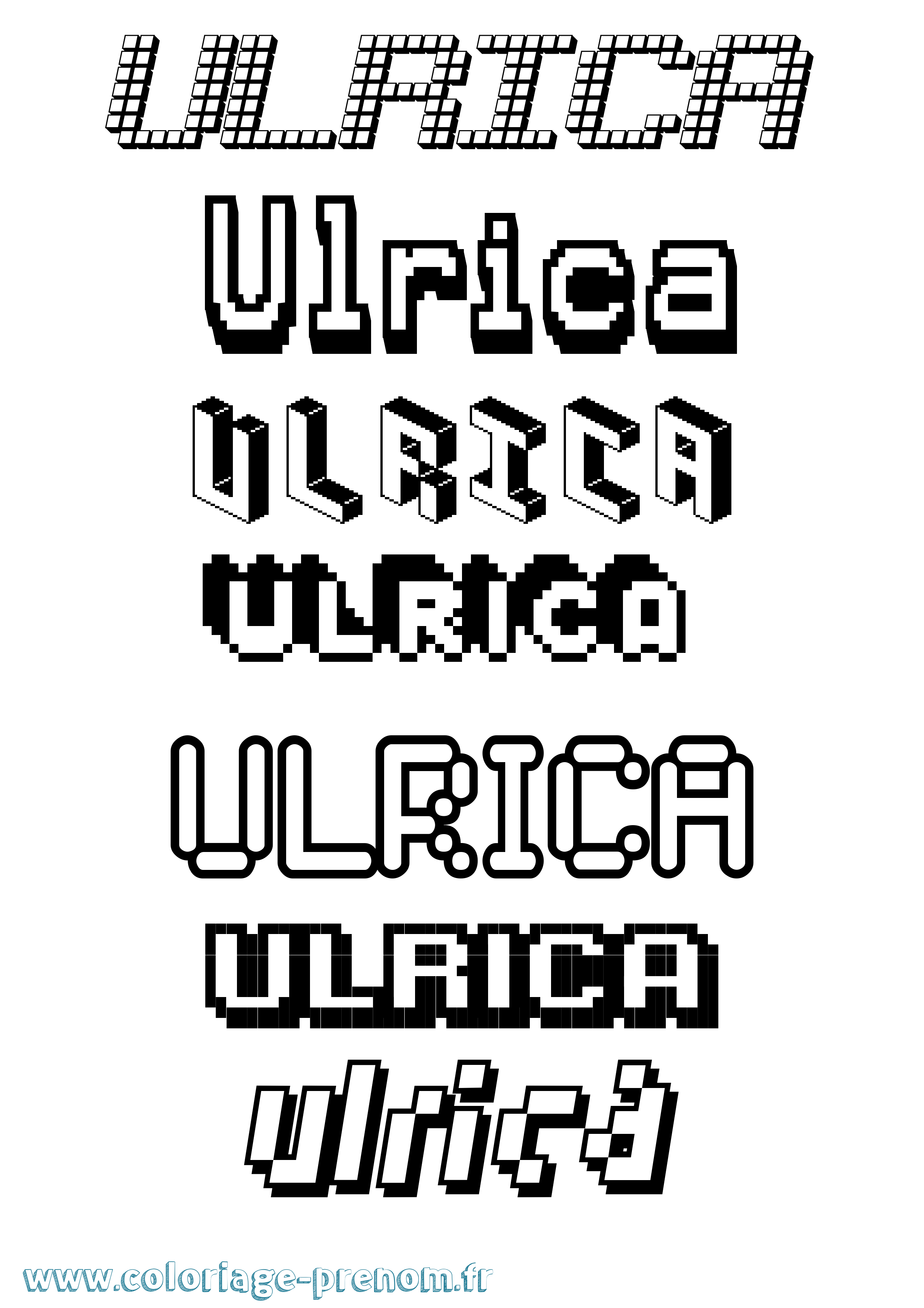 Coloriage prénom Ulrica Pixel
