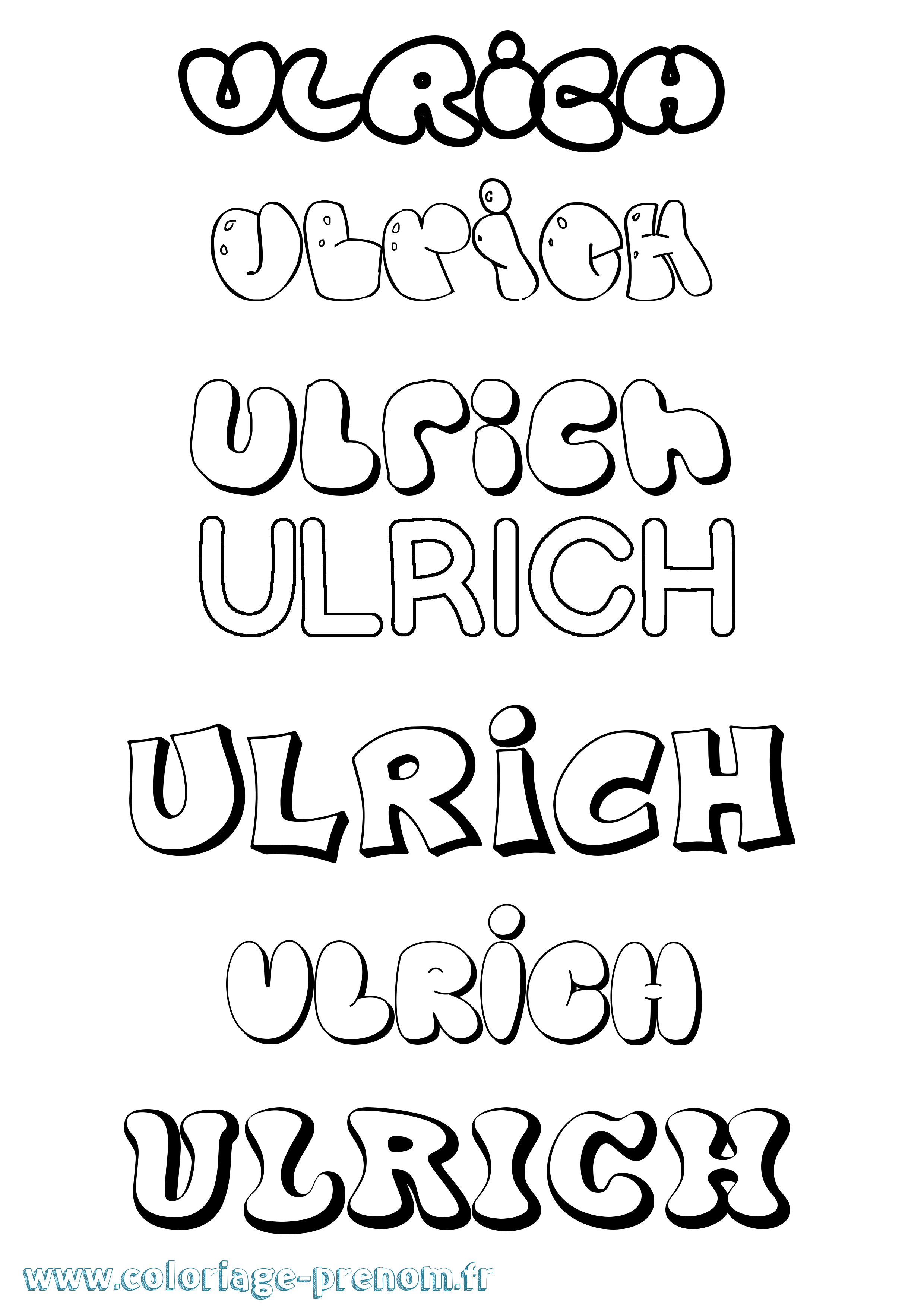 Coloriage prénom Ulrich Bubble