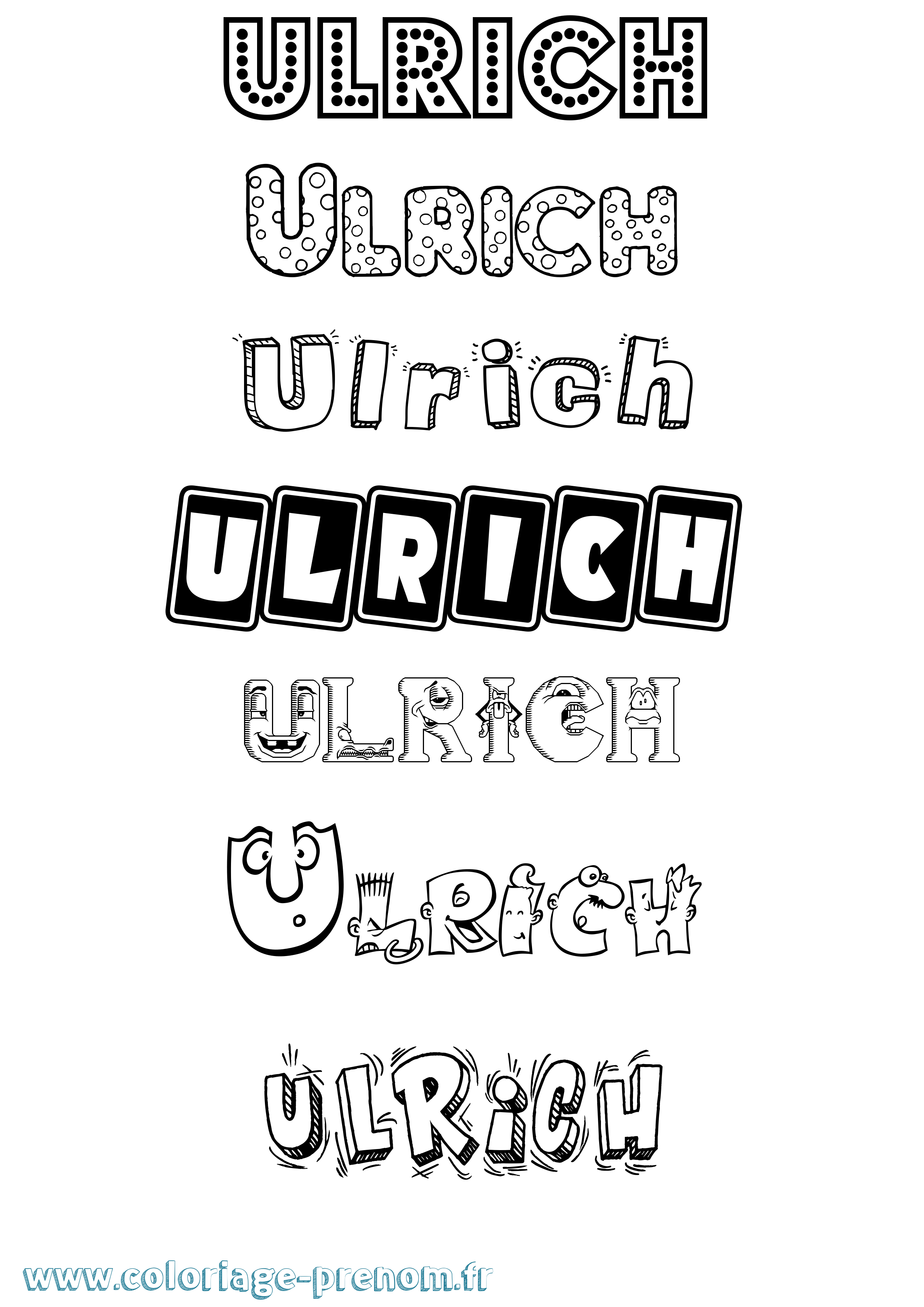 Coloriage prénom Ulrich Fun