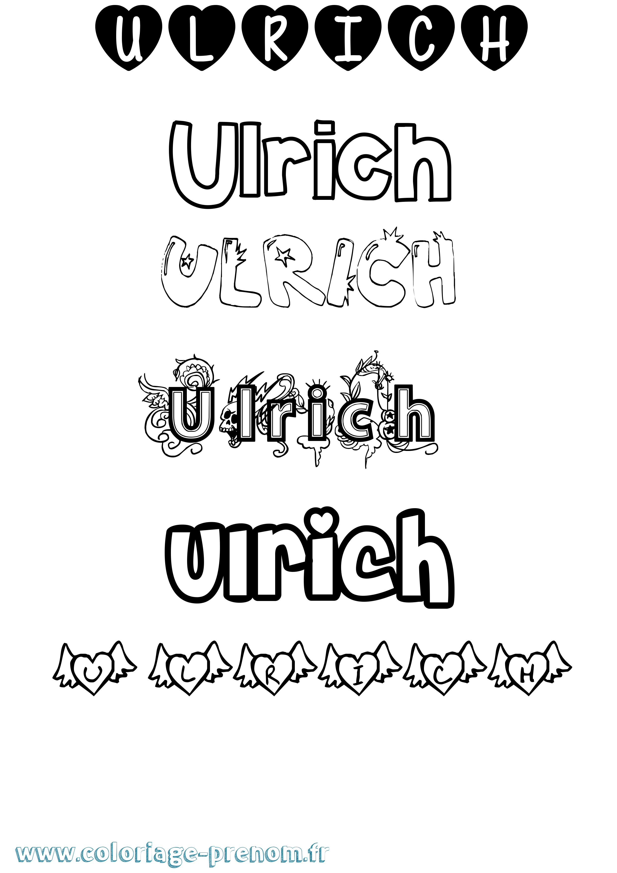 Coloriage prénom Ulrich Girly