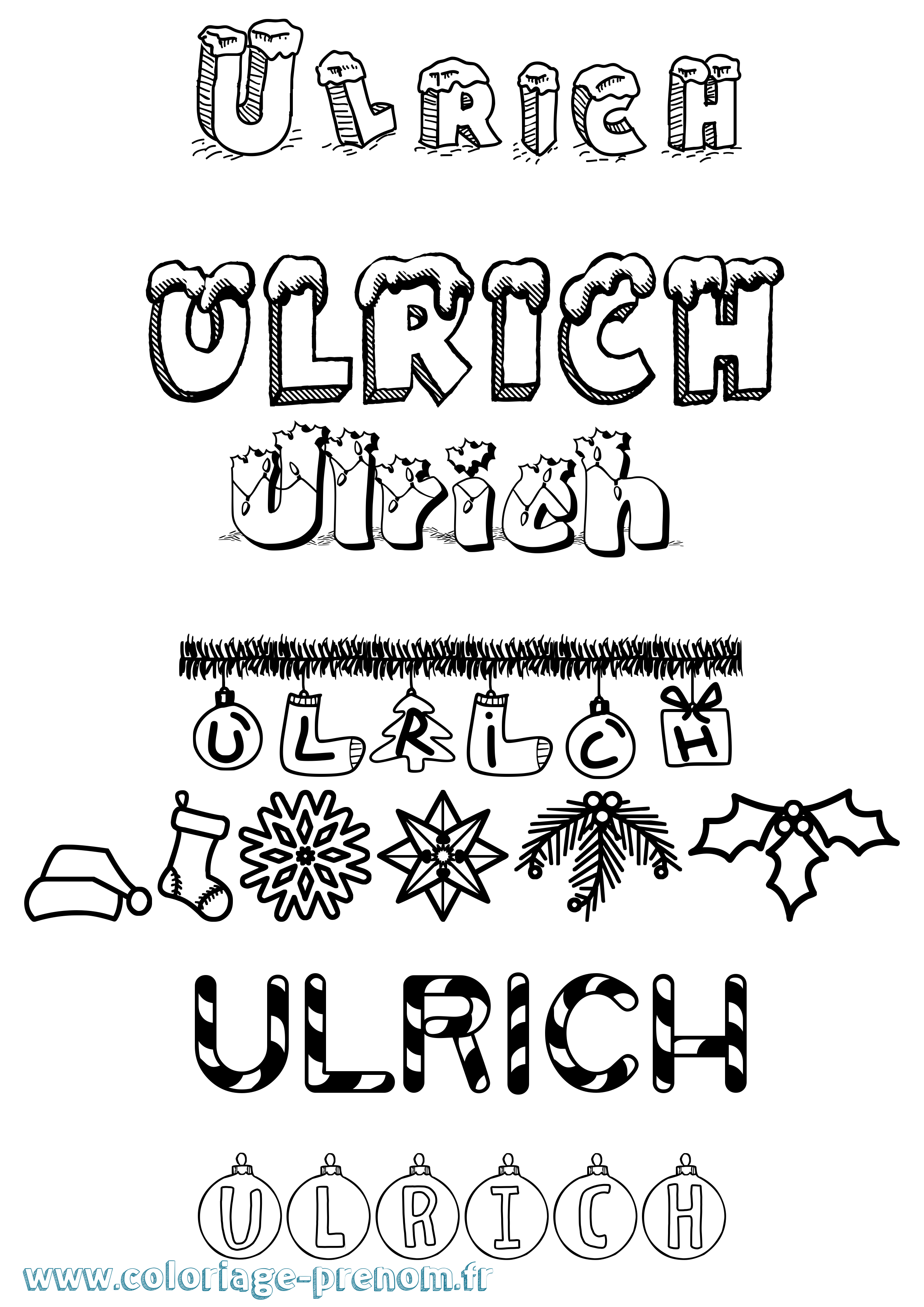 Coloriage prénom Ulrich Noël
