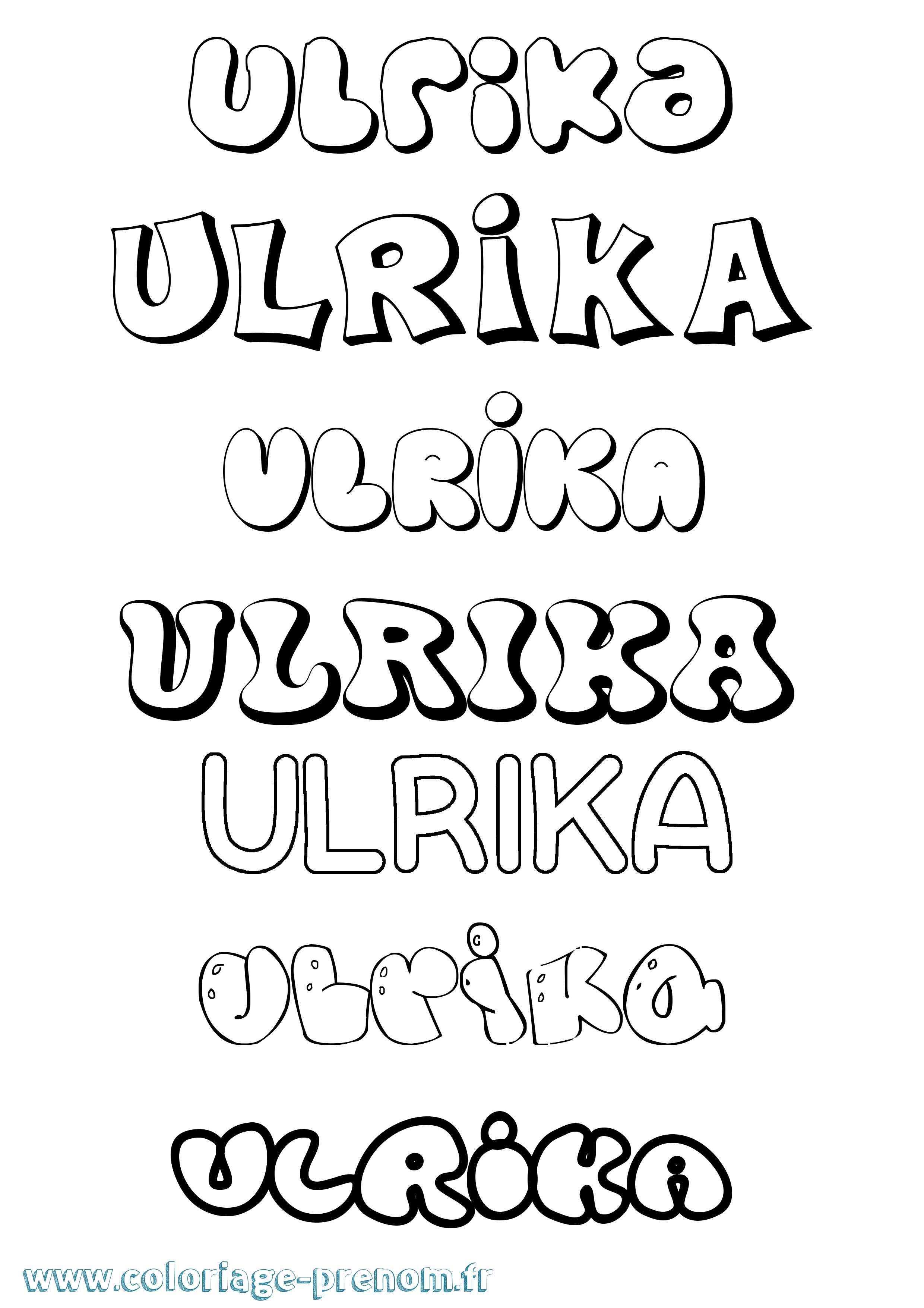 Coloriage prénom Ulrika Bubble