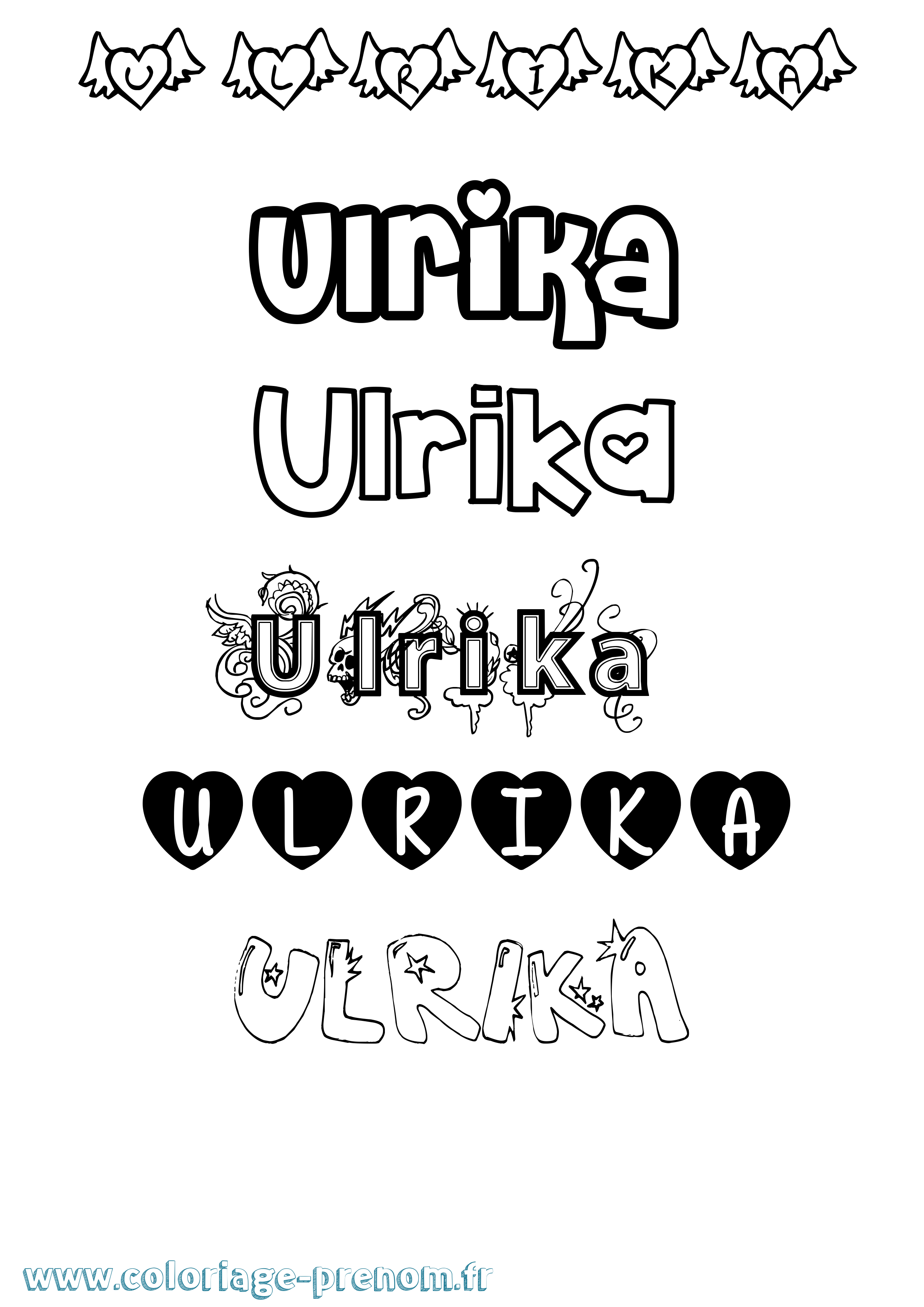 Coloriage prénom Ulrika Girly