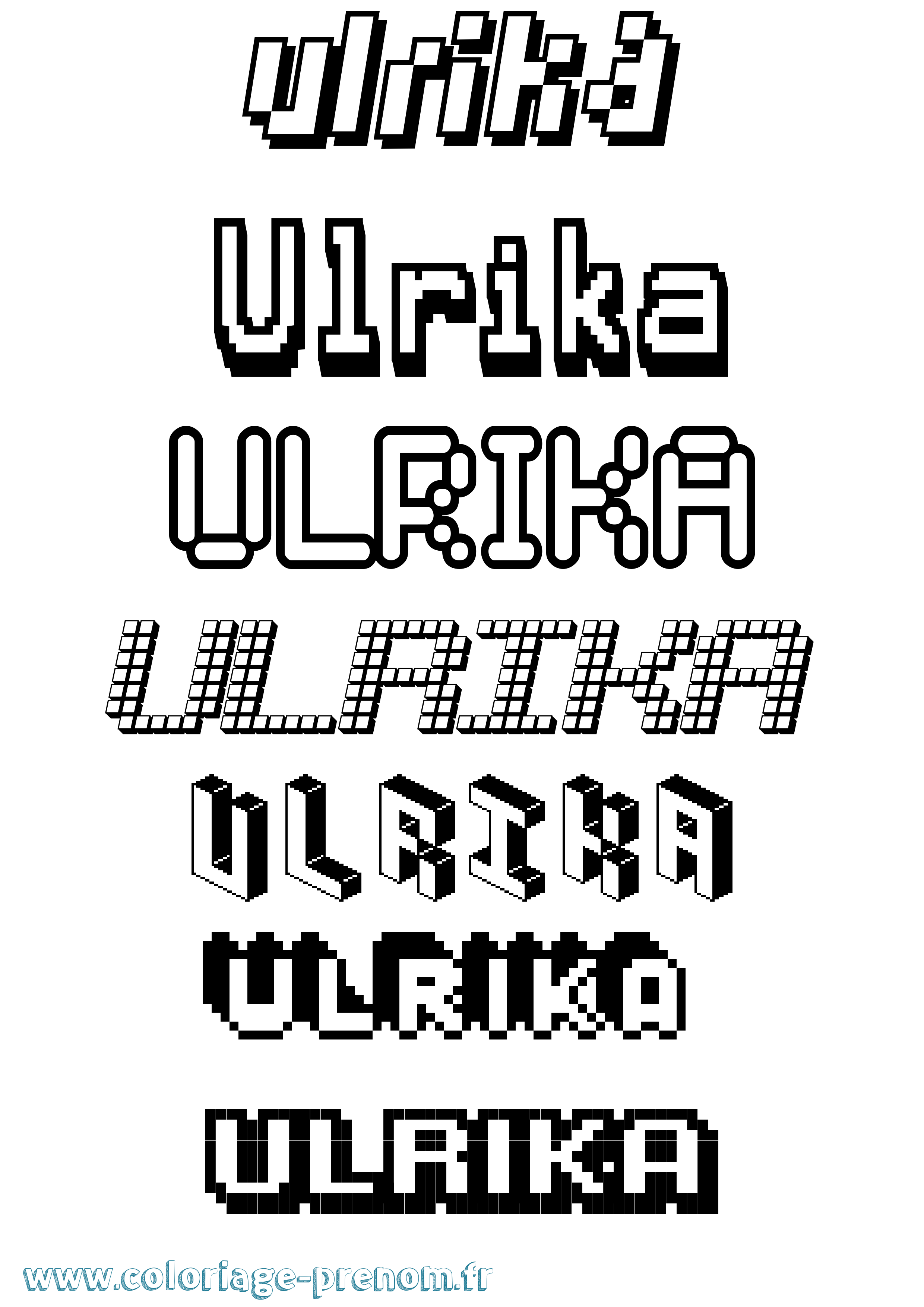 Coloriage prénom Ulrika Pixel