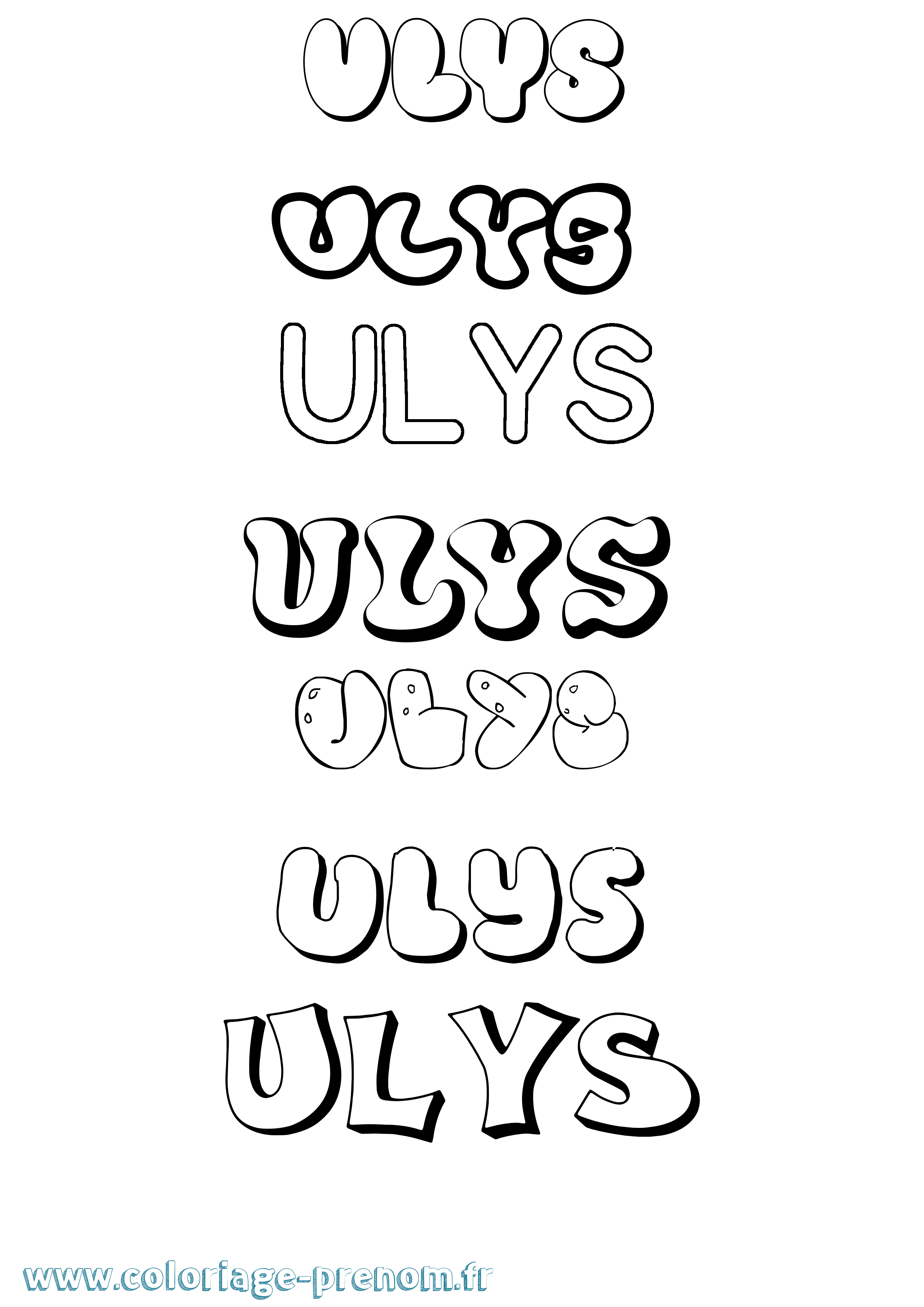 Coloriage prénom Ulys Bubble