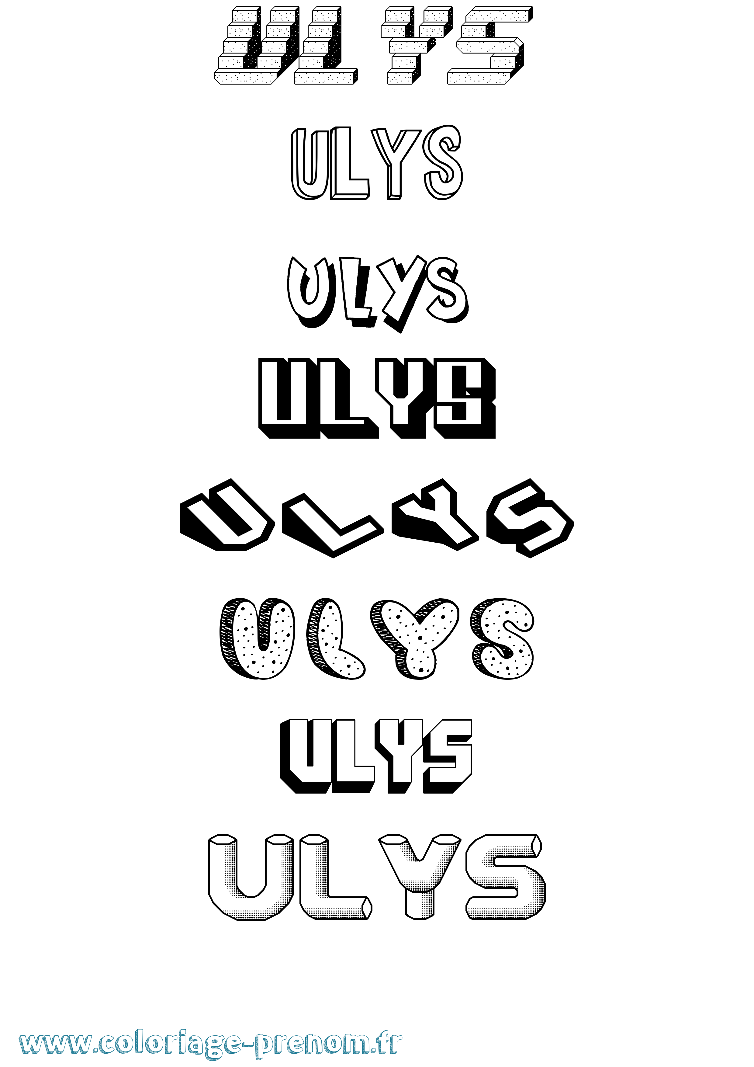 Coloriage Ulys Effet 3D Coloriage prénom Ulys Effet 3D