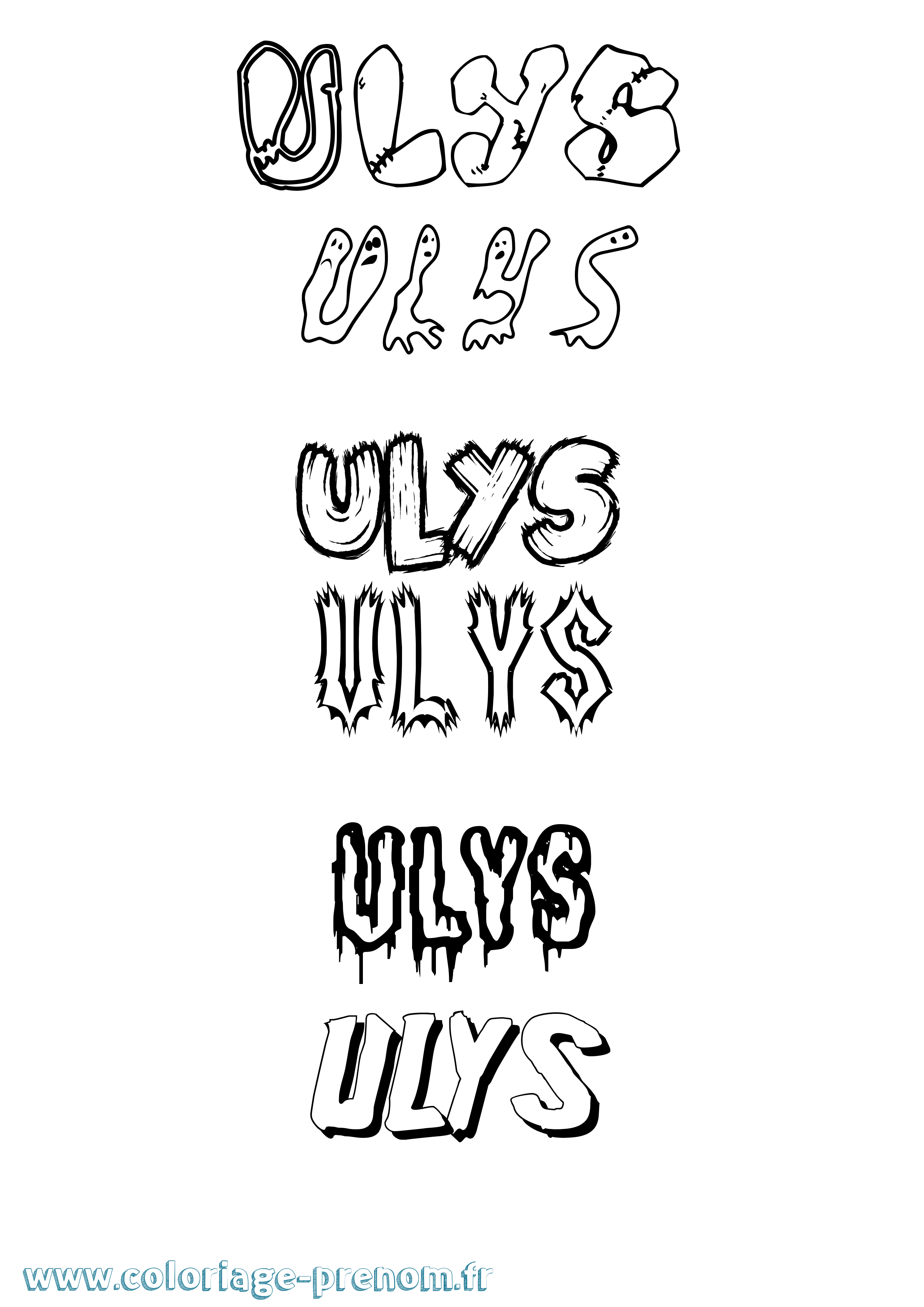 Coloriage Ulys Frisson Coloriage prénom Ulys Frisson