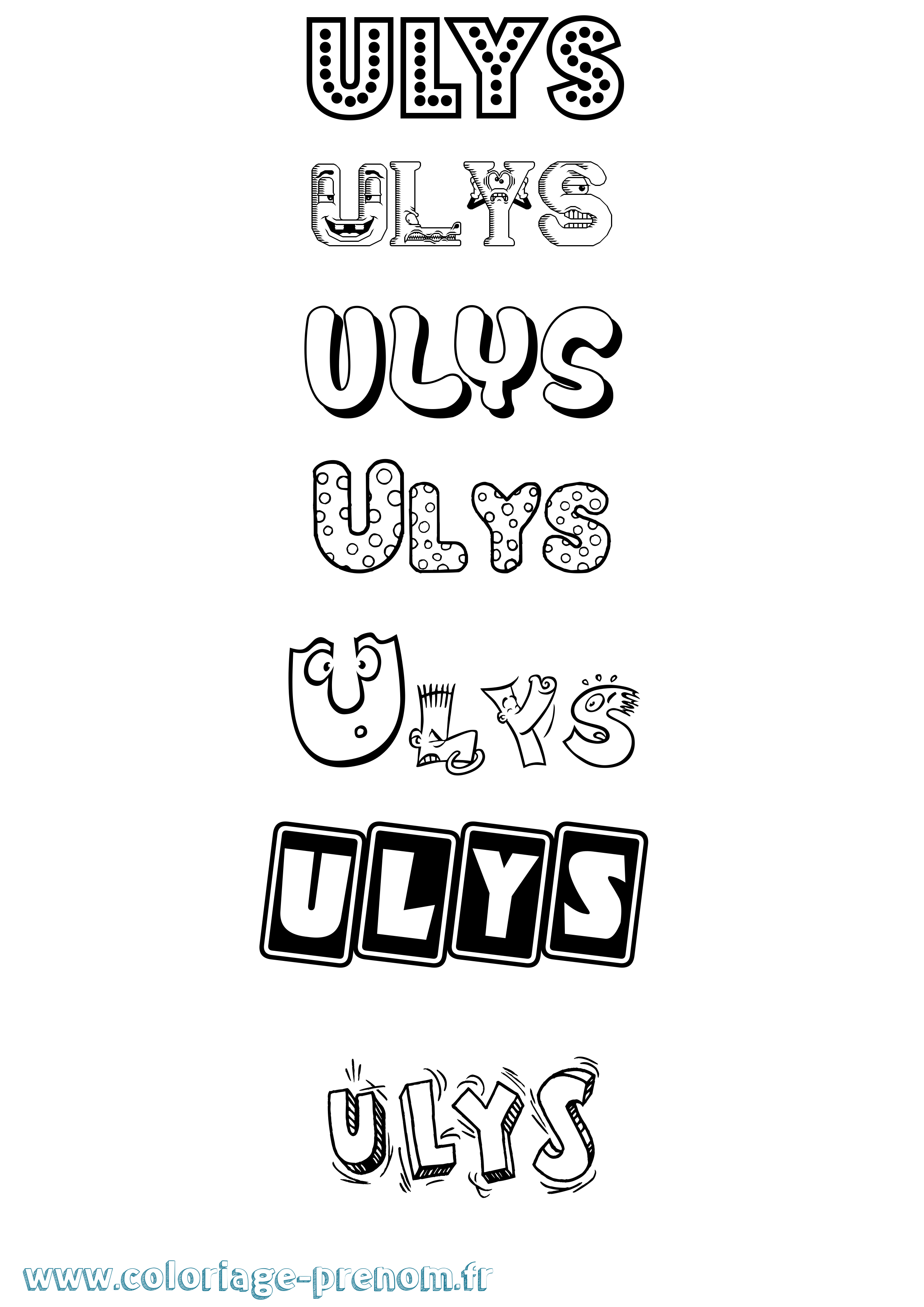 Coloriage prénom Ulys Fun