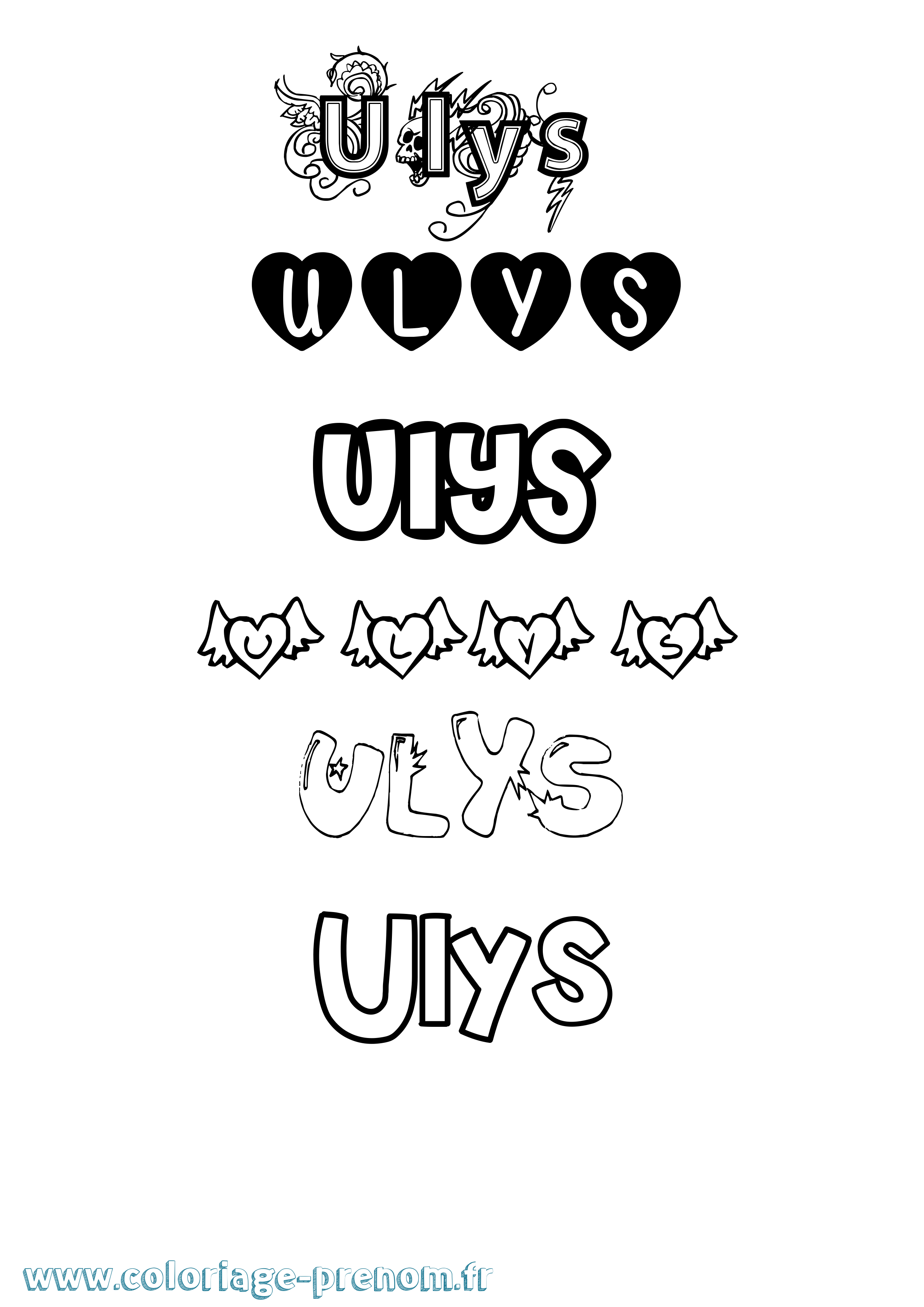 Coloriage Ulys Girly Coloriage prénom Ulys Girly