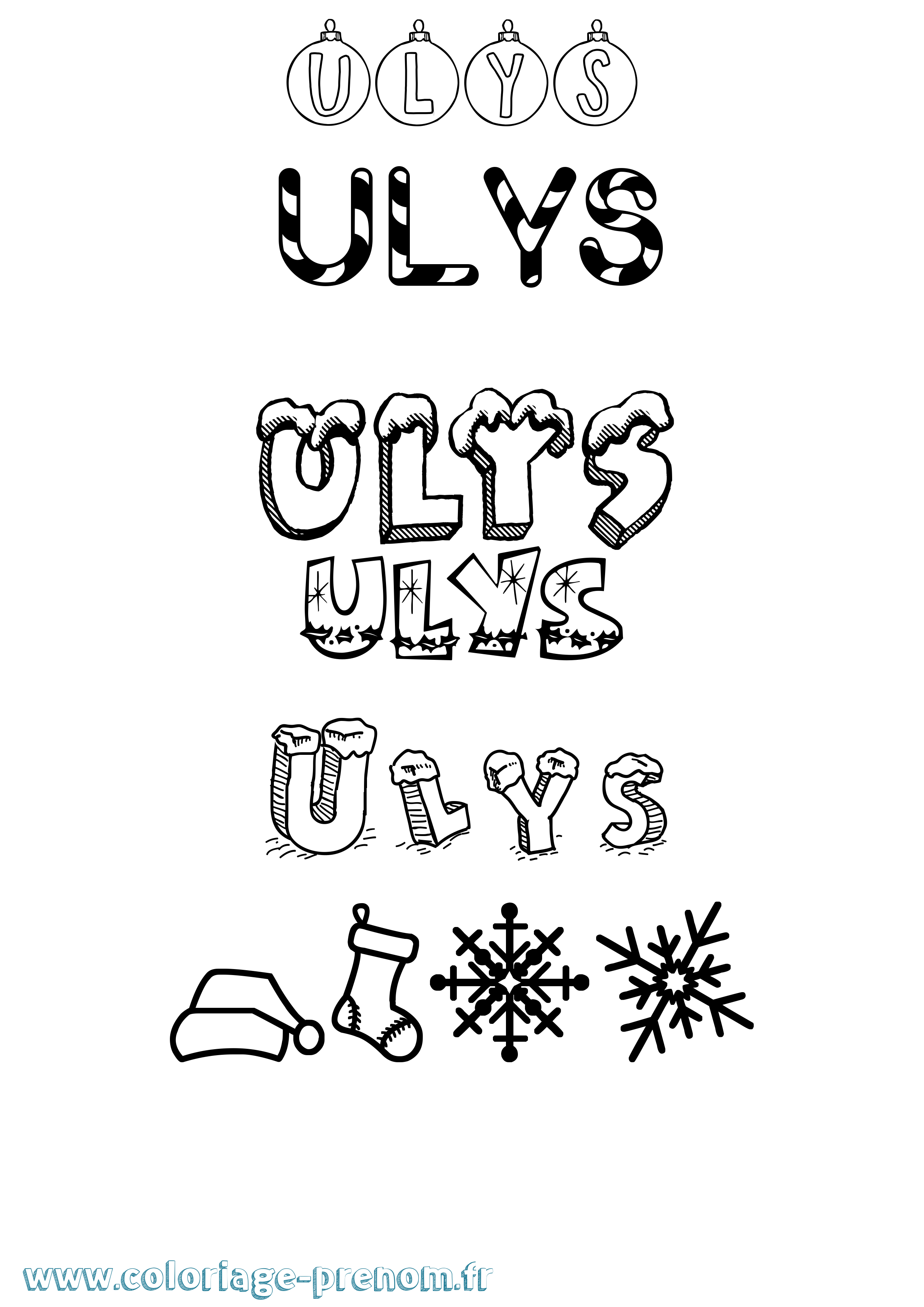 Coloriage Ulys Noël Coloriage prénom Ulys Noël