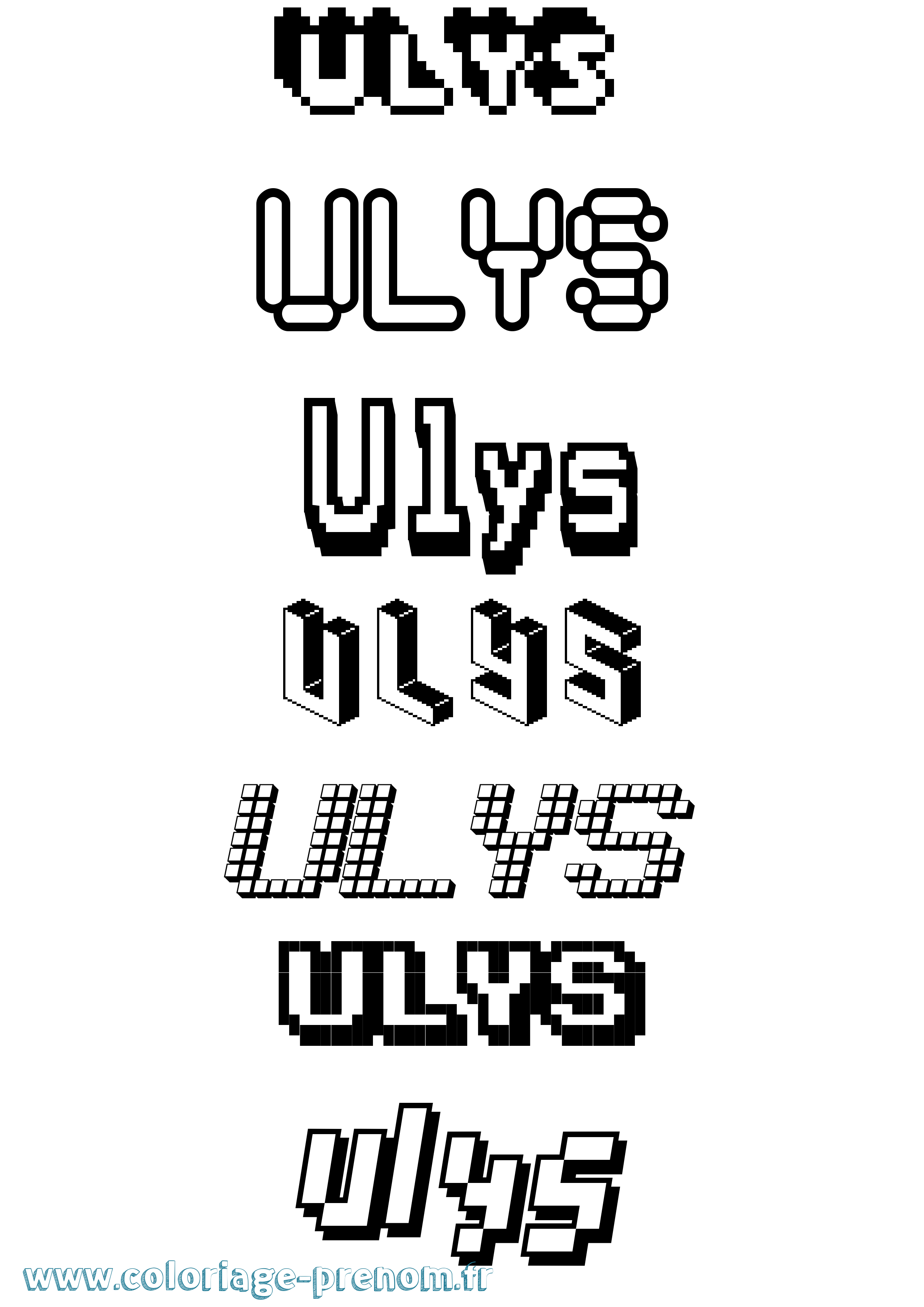 Coloriage prénom Ulys Pixel