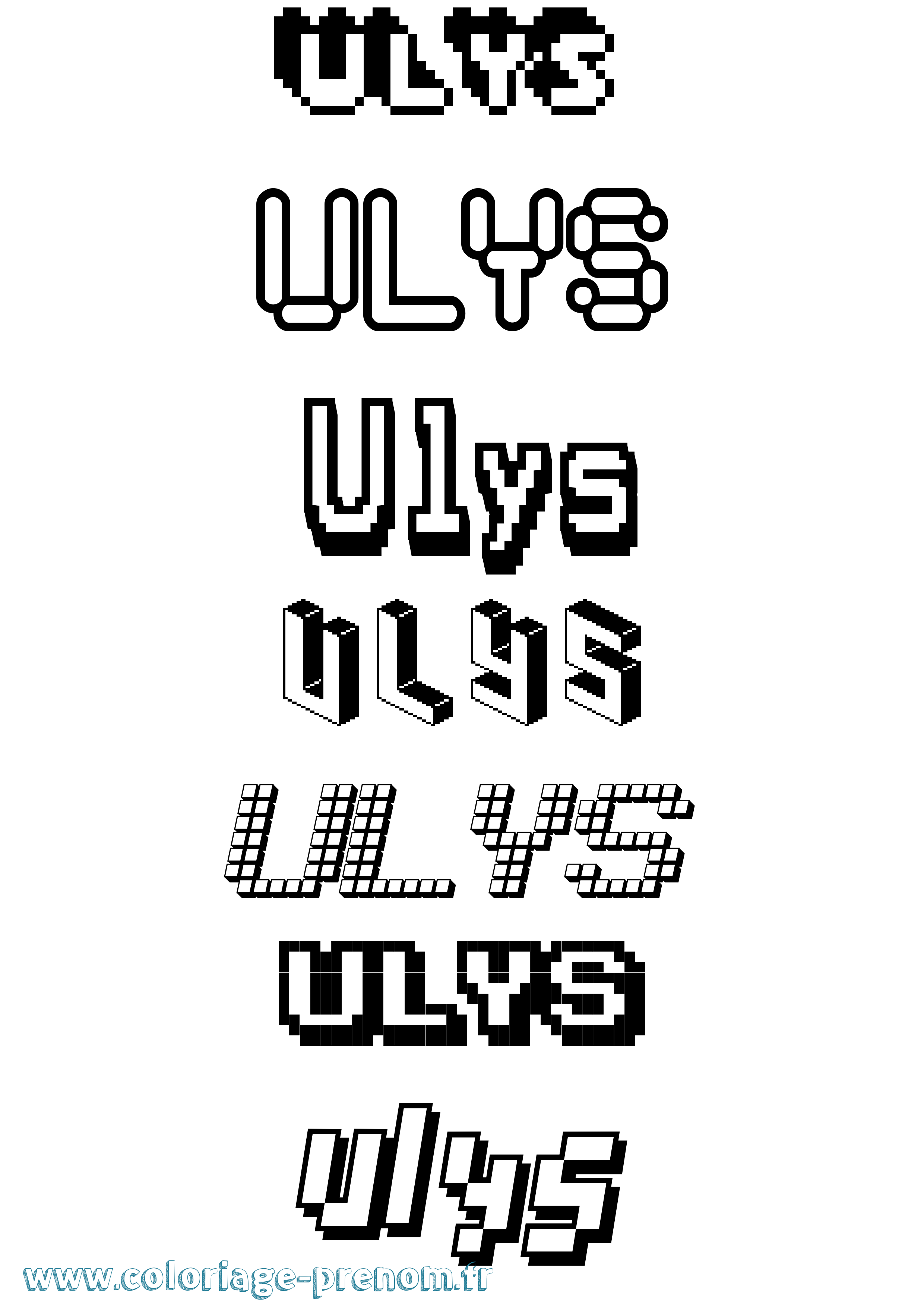Coloriage Ulys Pixel Coloriage prénom Ulys Pixel