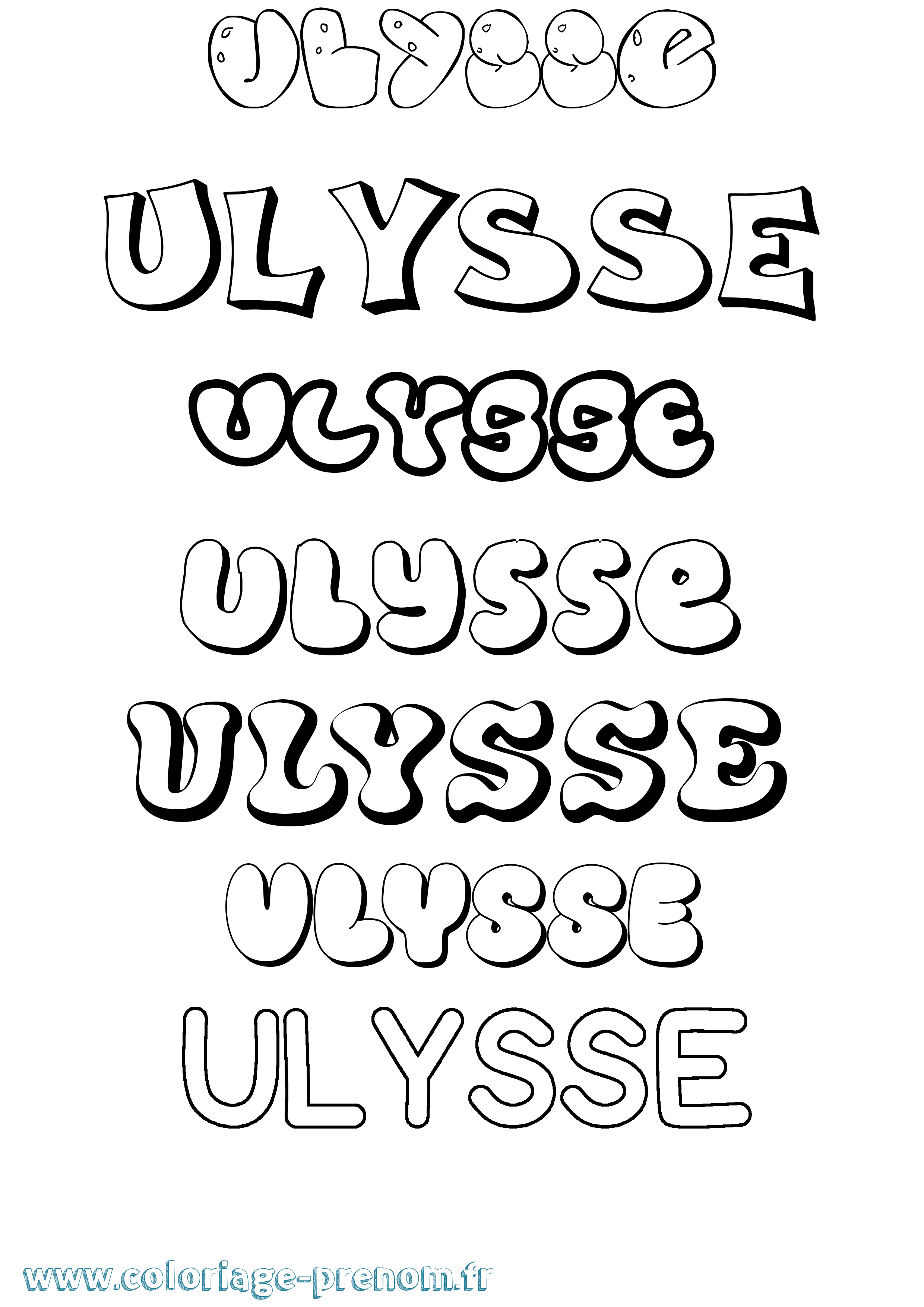 Coloriage prénom Ulysse Bubble