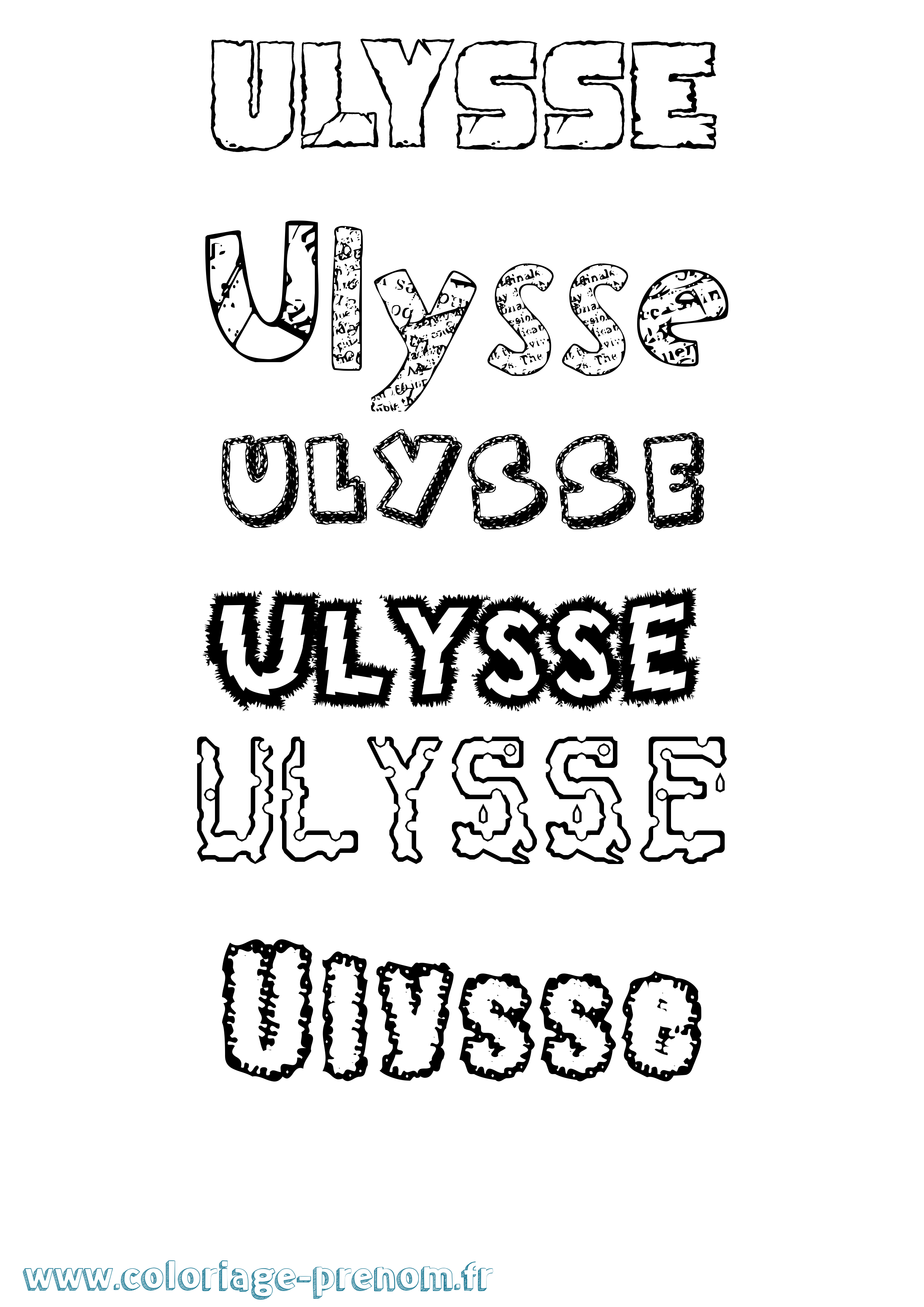Coloriage prénom Ulysse Destructuré