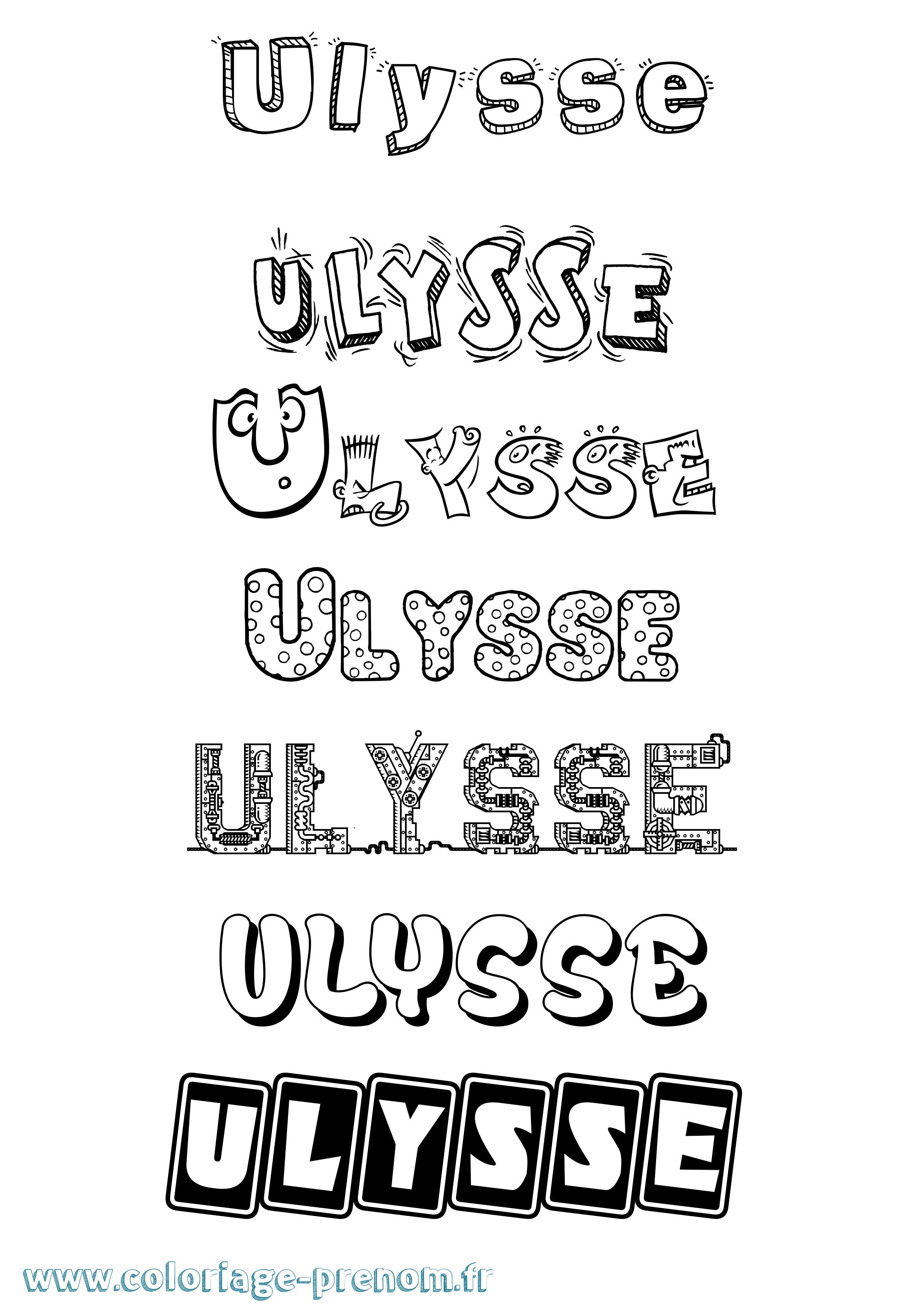 Coloriage prénom Ulysse Fun