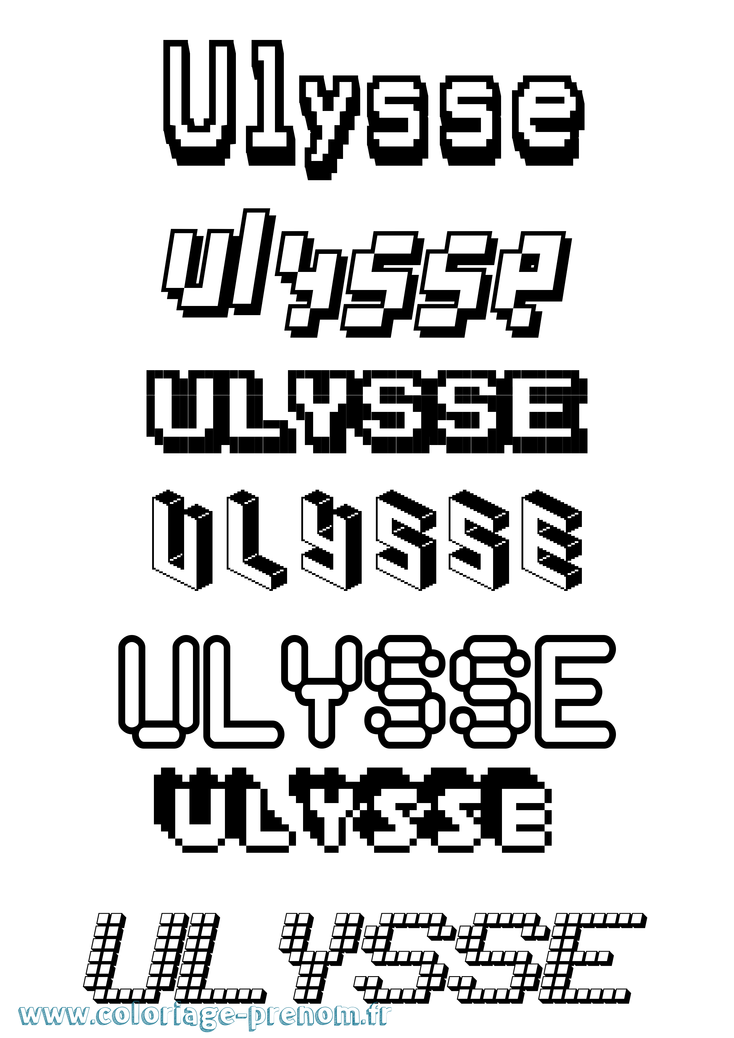 Coloriage prénom Ulysse Pixel