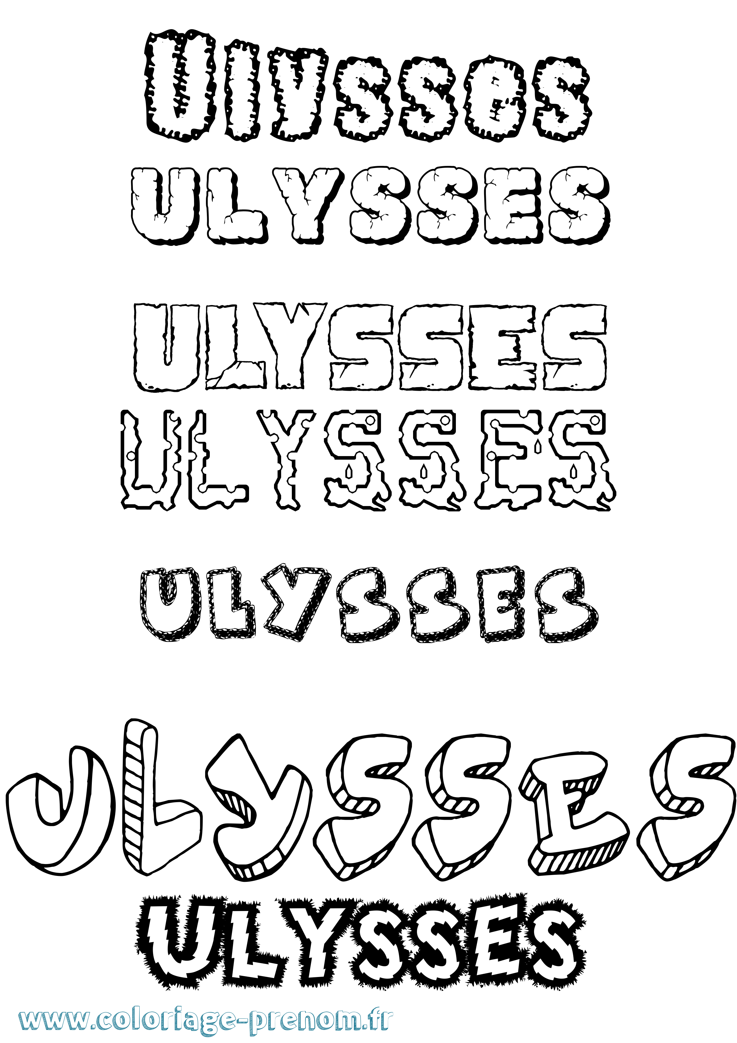 Coloriage prénom Ulysses Destructuré
