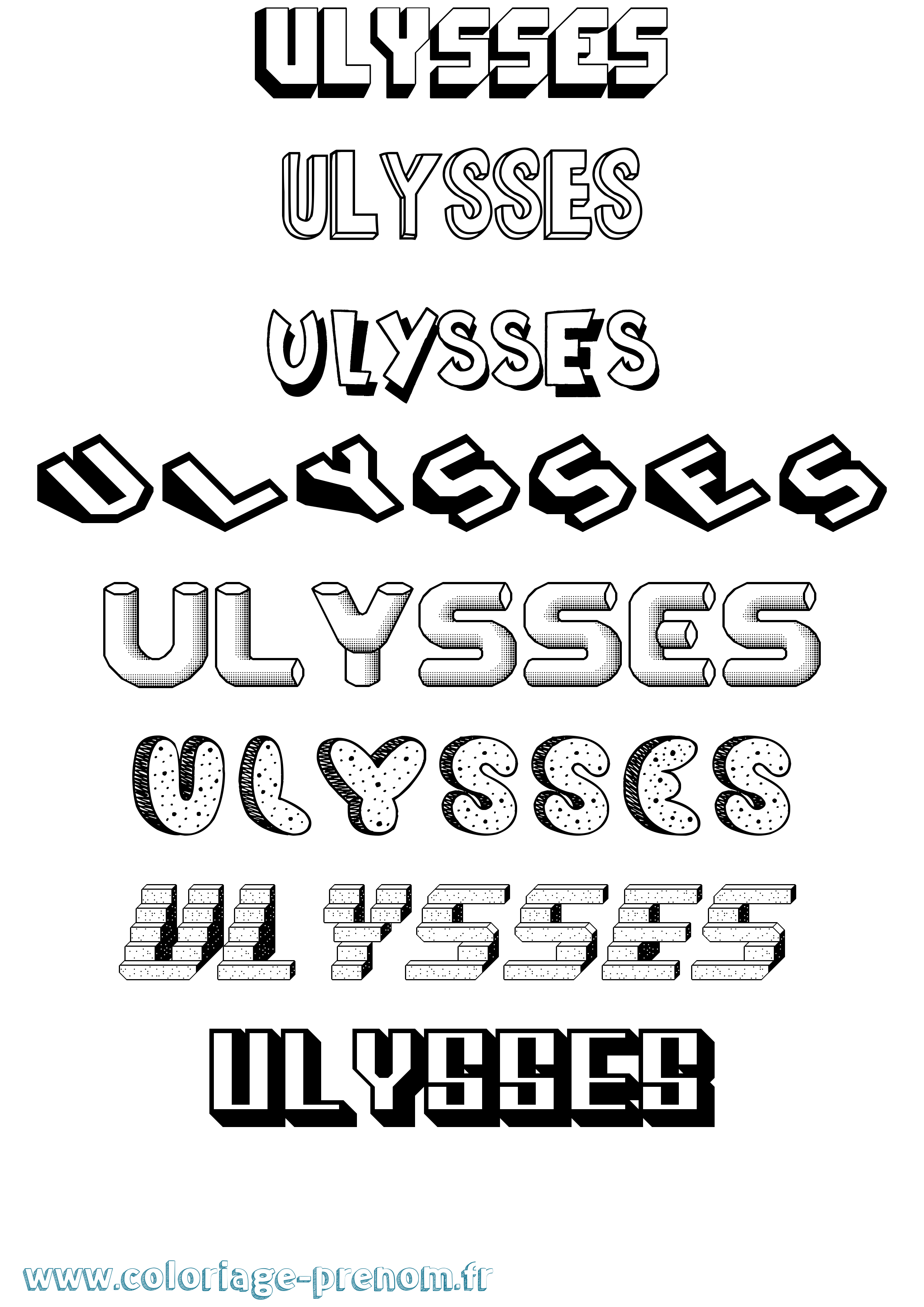 Coloriage prénom Ulysses Effet 3D