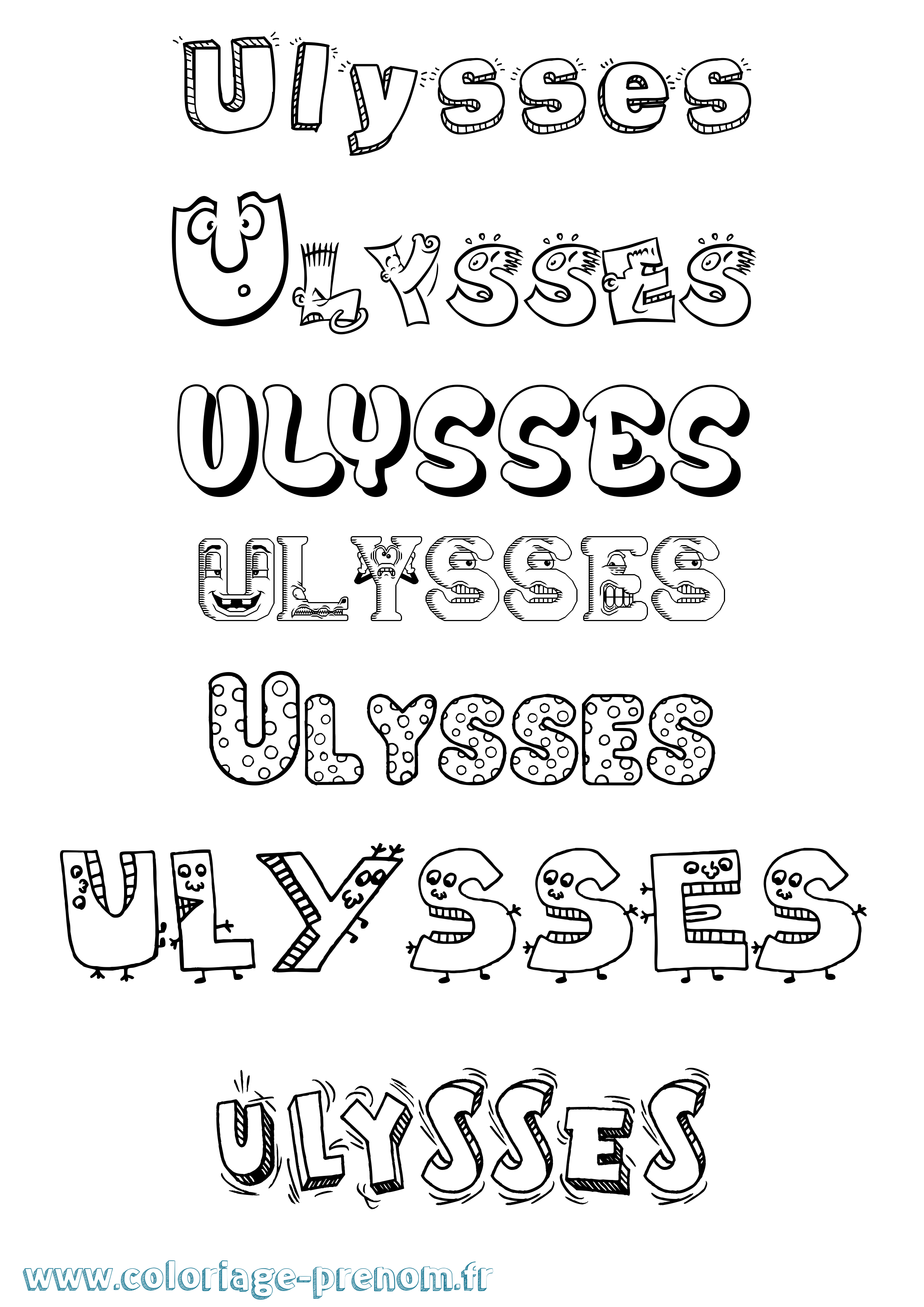 Coloriage prénom Ulysses Fun