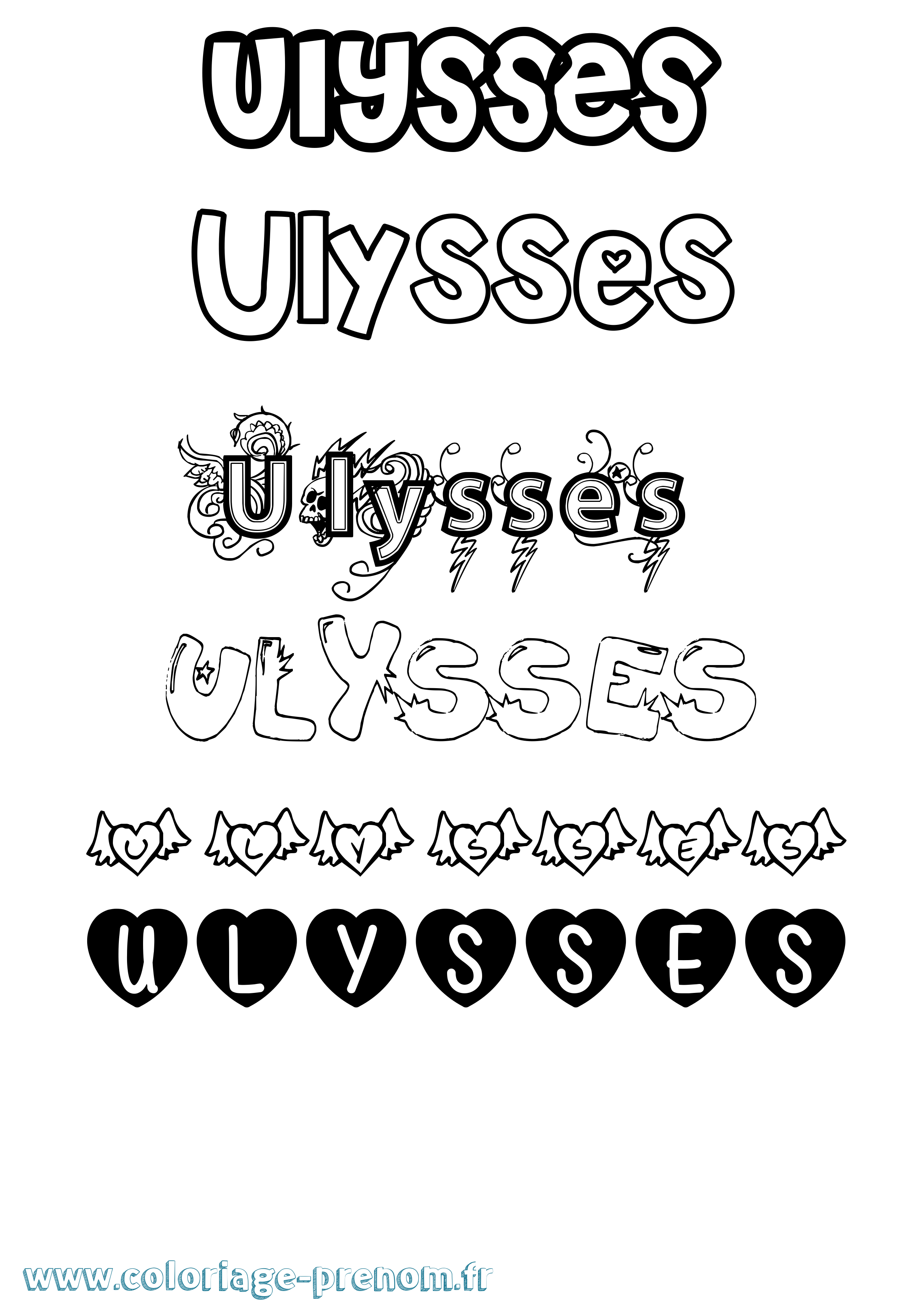 Coloriage prénom Ulysses Girly