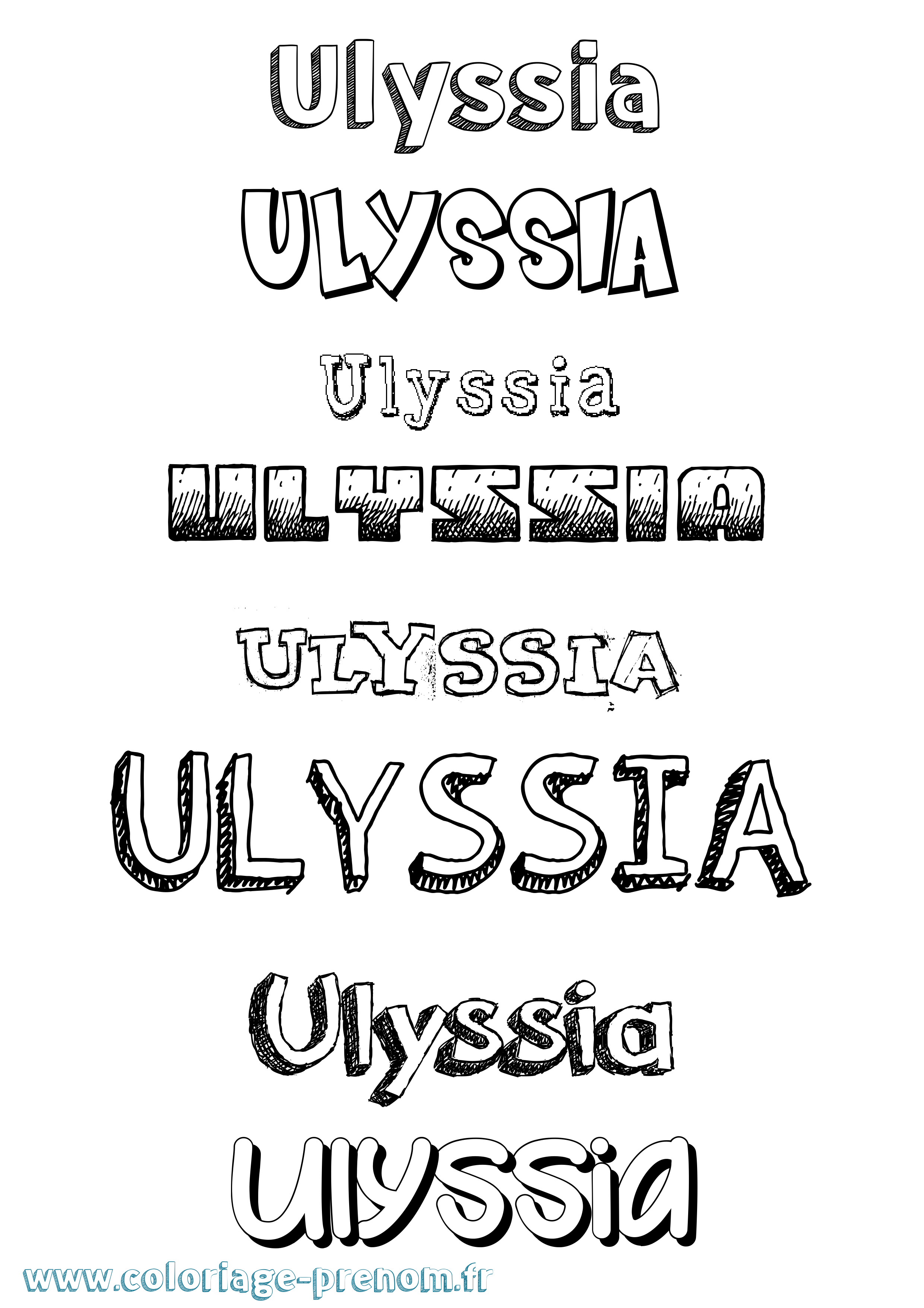 Coloriage Ulyssia Dessiné Coloriage prénom Ulyssia Dessiné