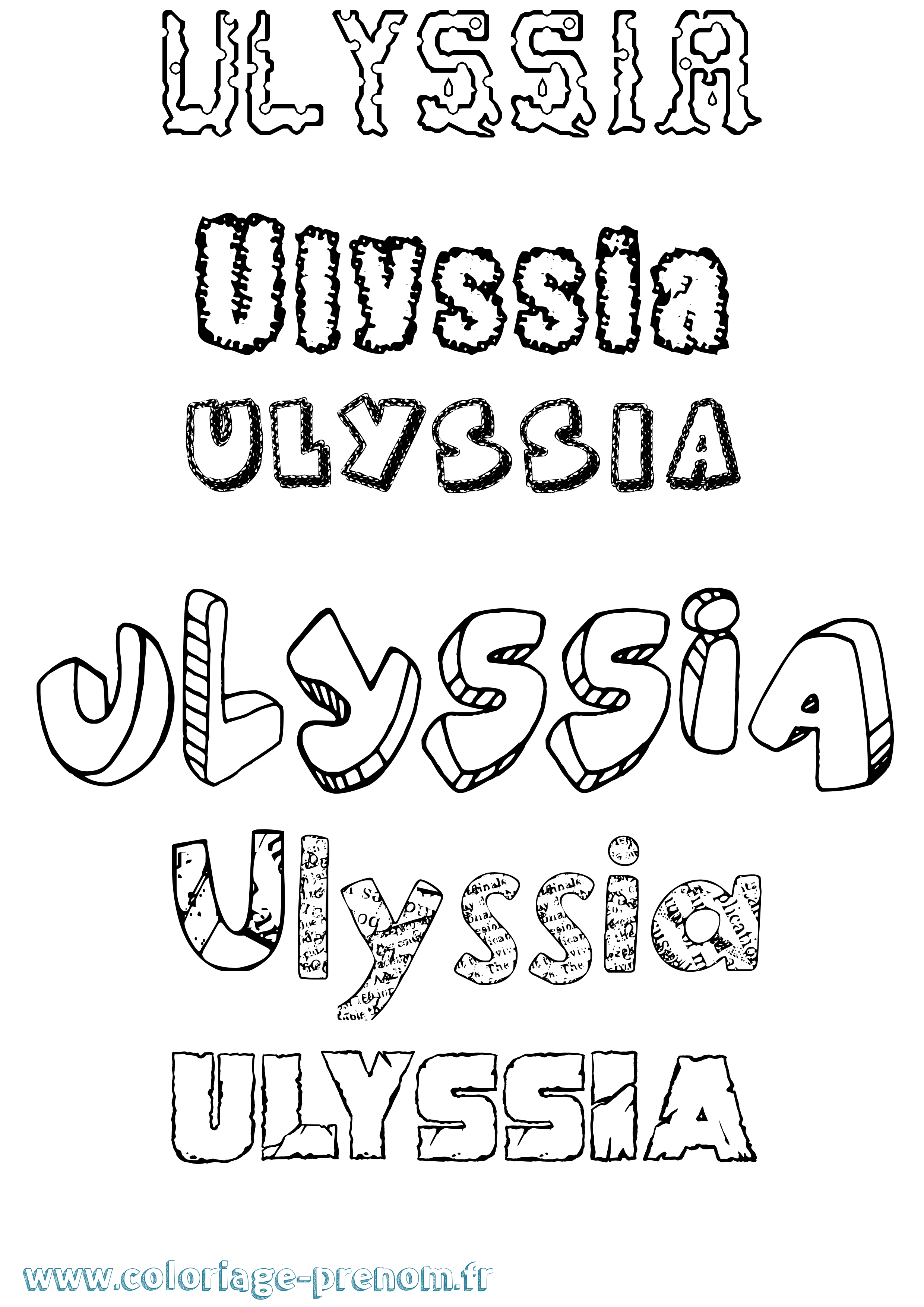 Coloriage Ulyssia Destructuré Coloriage prénom Ulyssia Destructuré