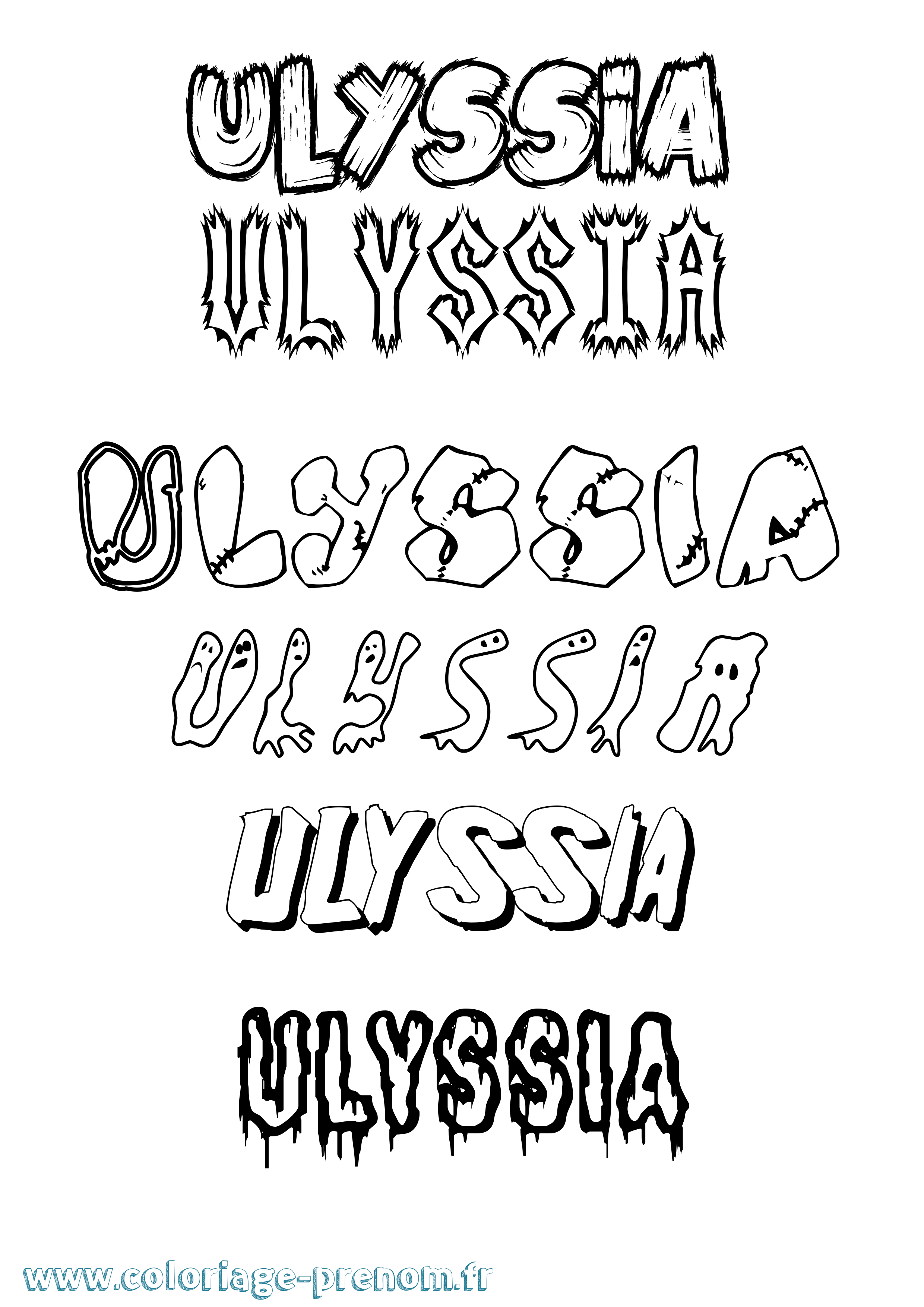 Coloriage Ulyssia Frisson Coloriage prénom Ulyssia Frisson