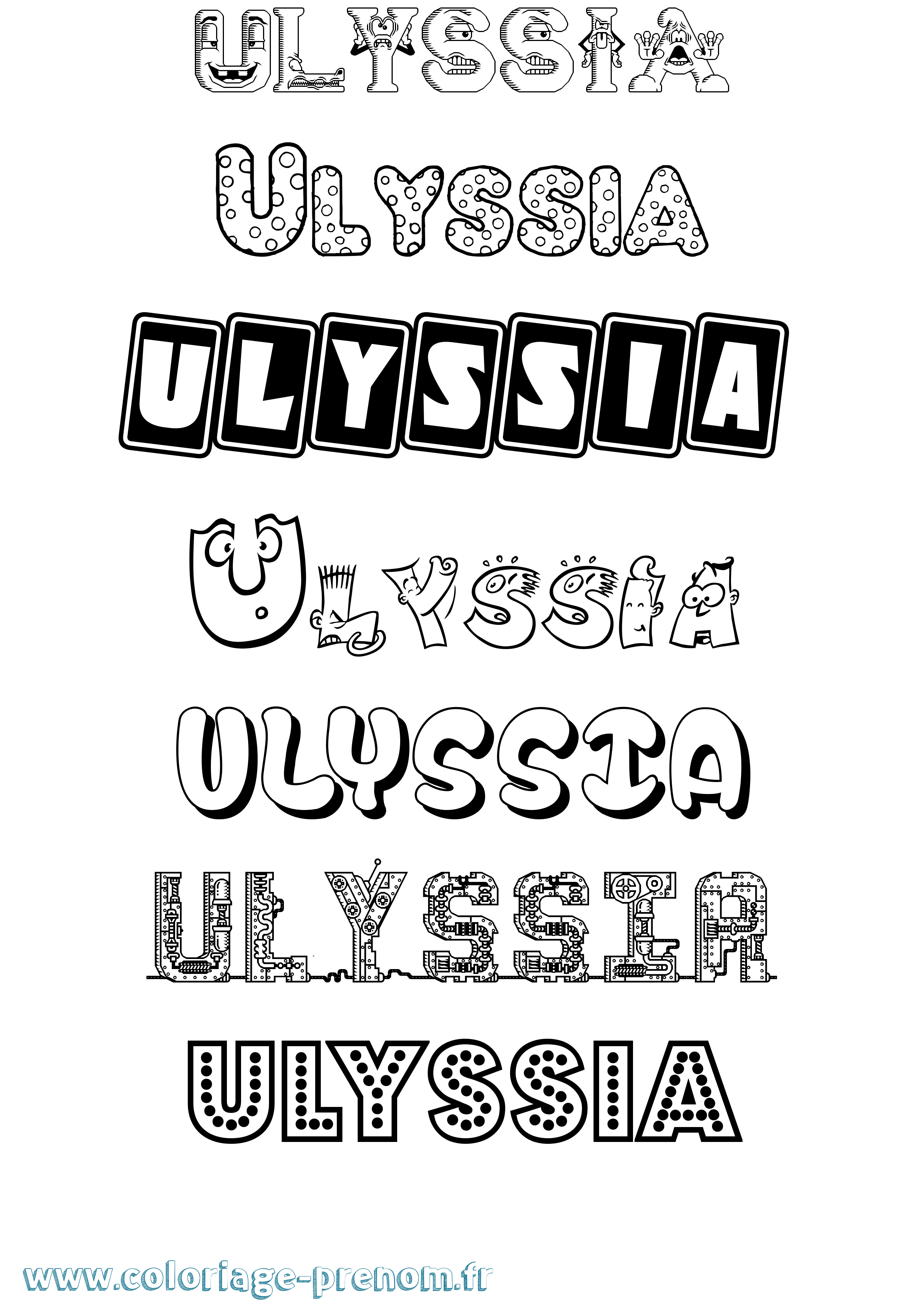 Coloriage Ulyssia Fun Coloriage prénom Ulyssia Fun