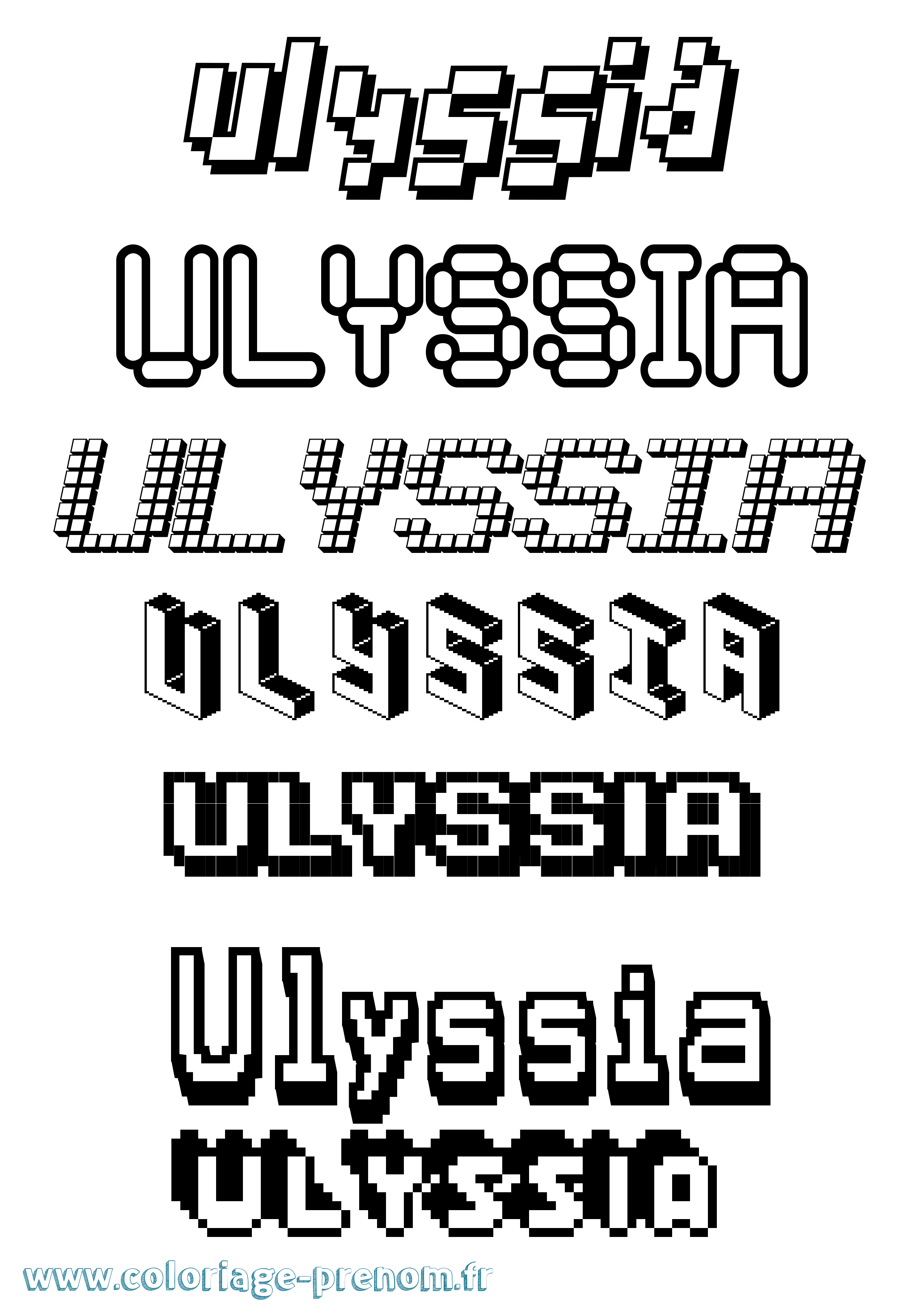 Coloriage Ulyssia Pixel Coloriage prénom Ulyssia Pixel