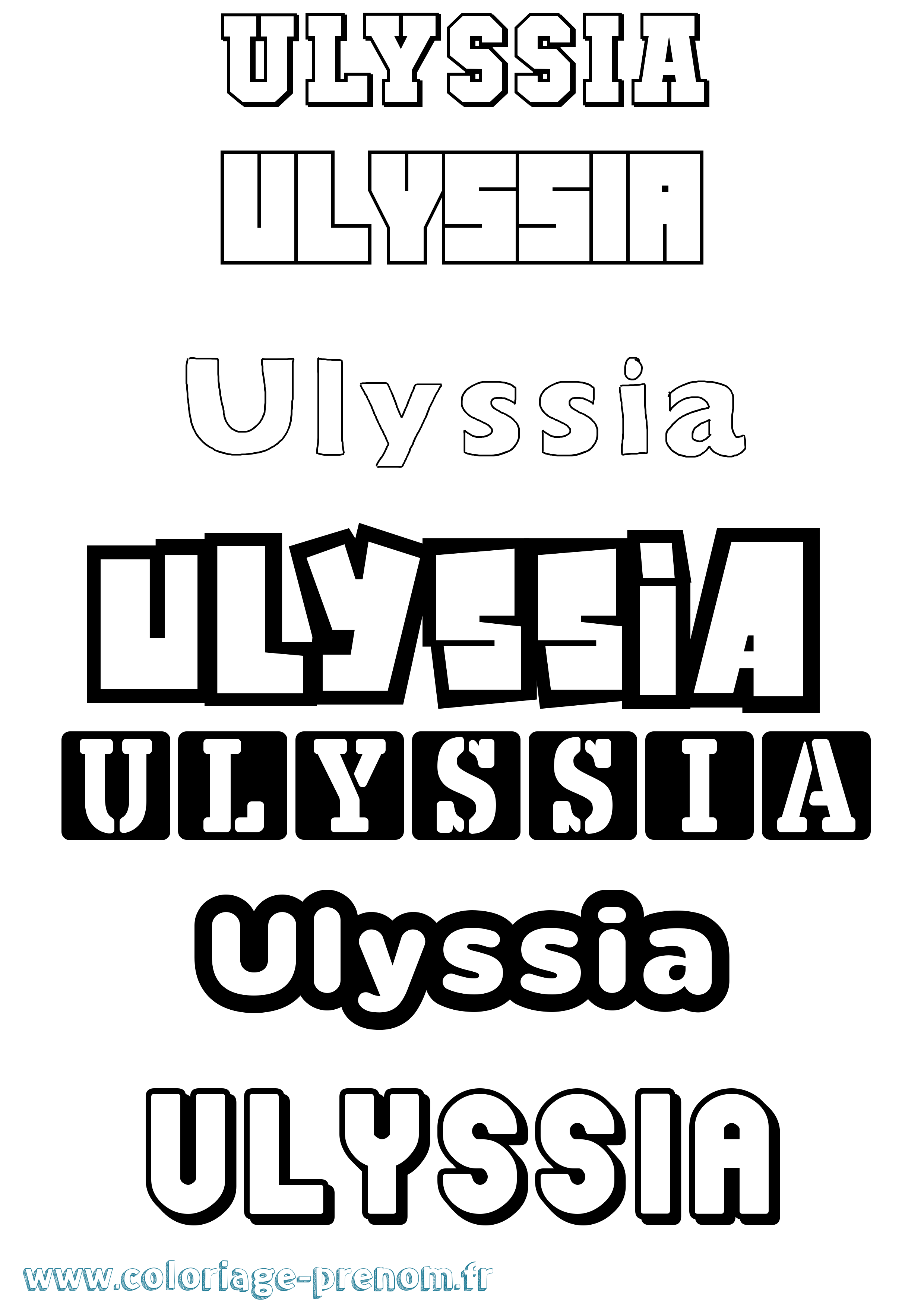Coloriage Ulyssia Simple Coloriage prénom Ulyssia Simple