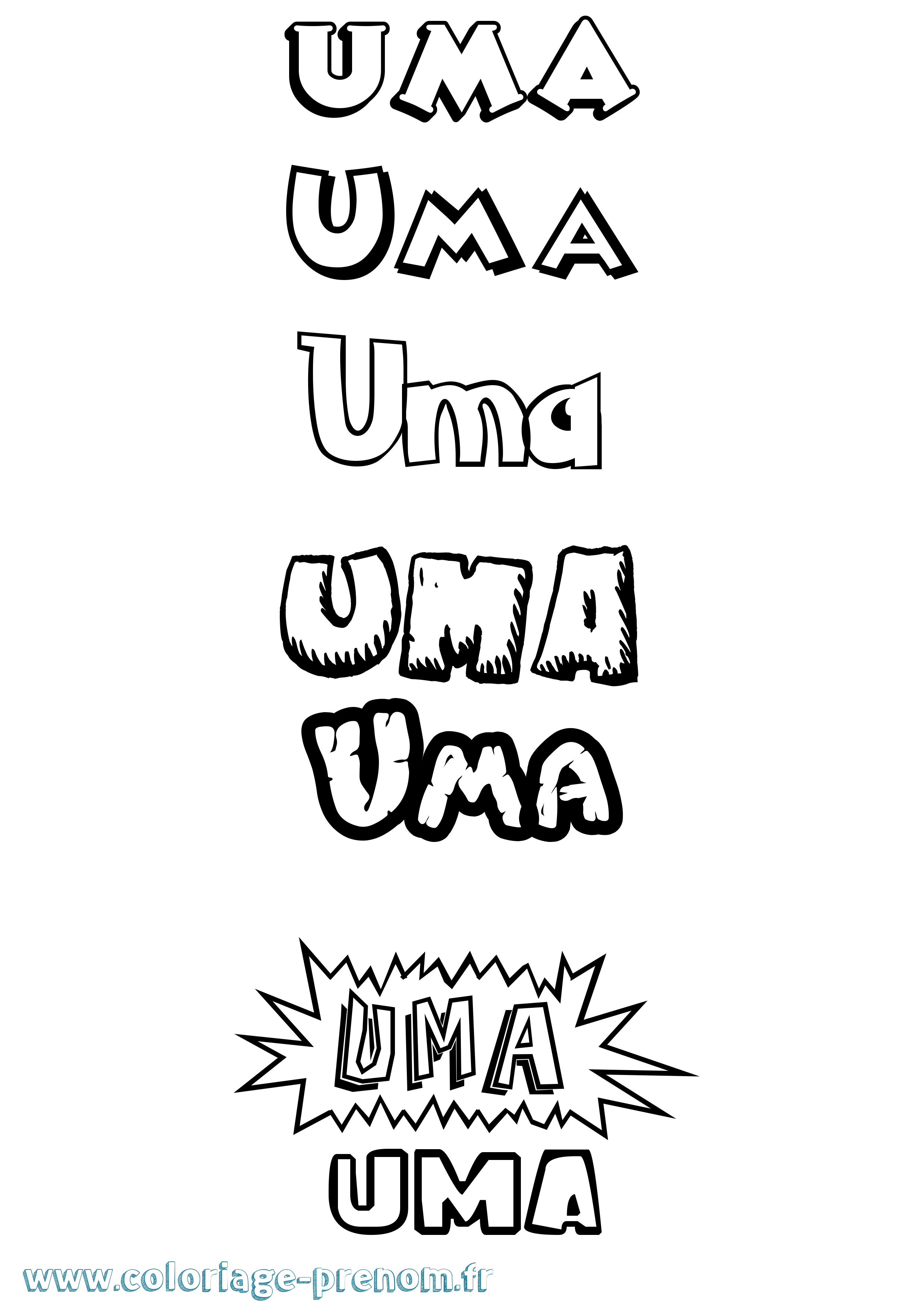 Coloriage Uma Dessin Animé Coloriage prénom Uma Dessin Animé
