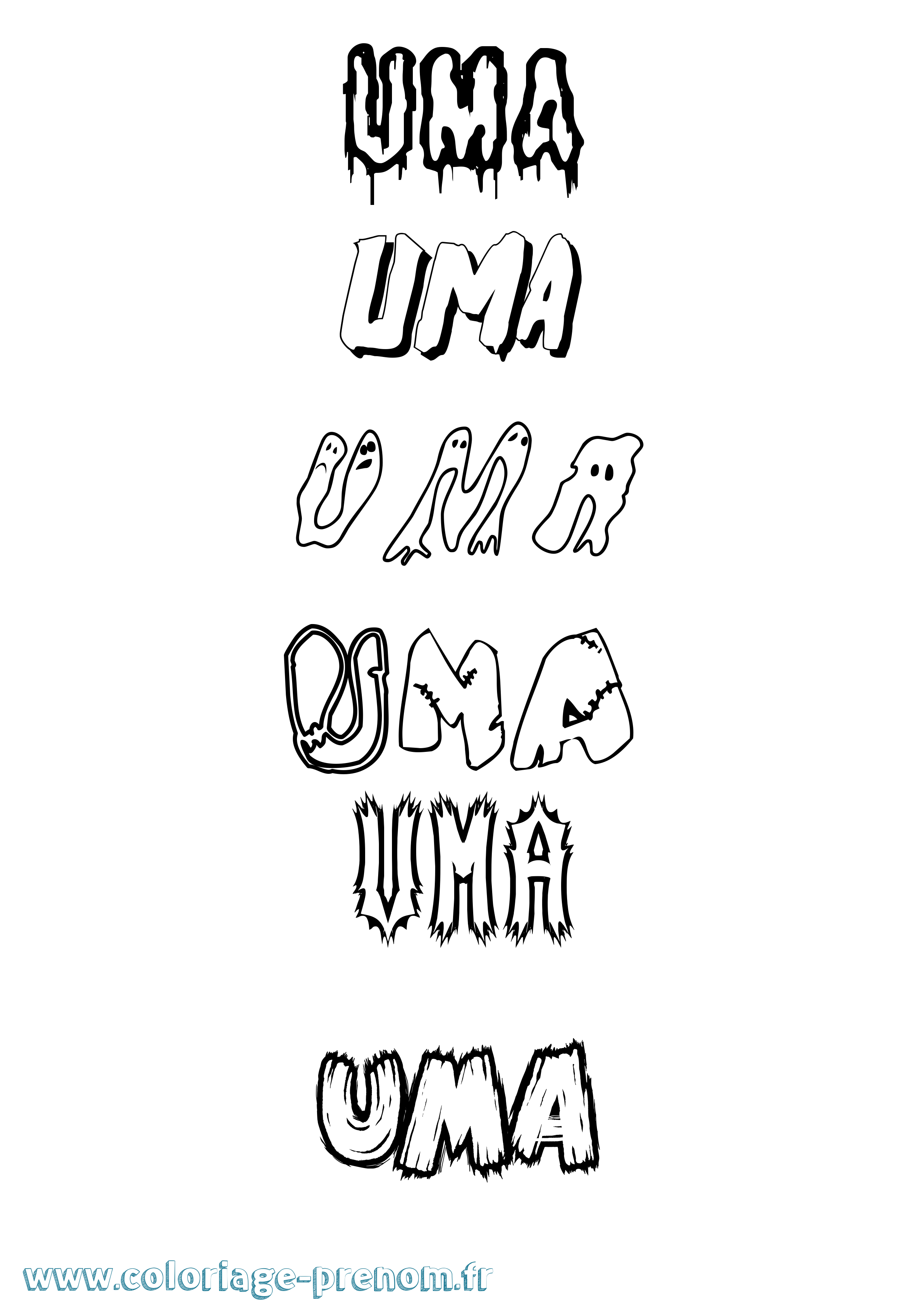 Coloriage Uma Frisson Coloriage prénom Uma Frisson