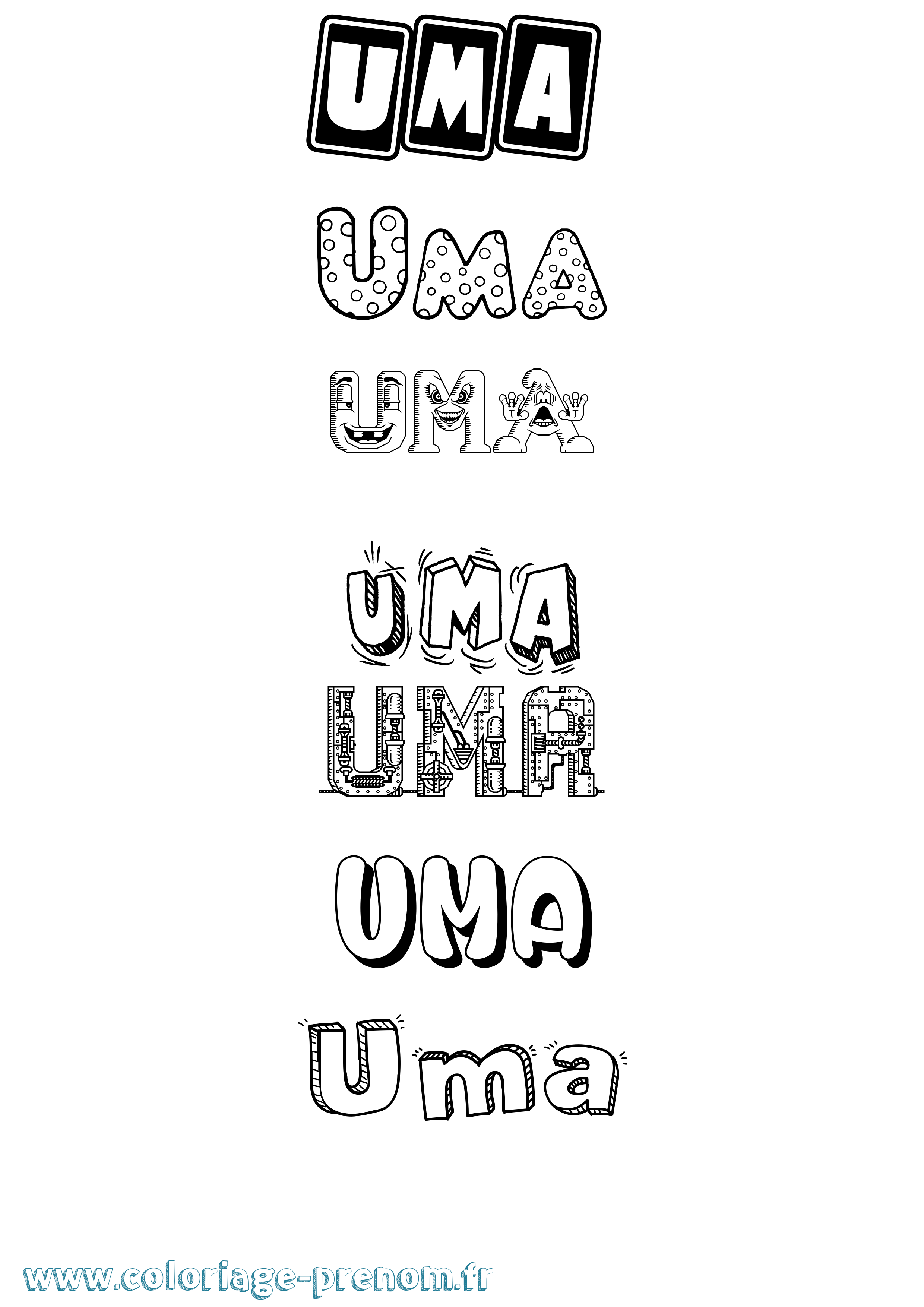Coloriage Uma Fun Coloriage prénom Uma Fun