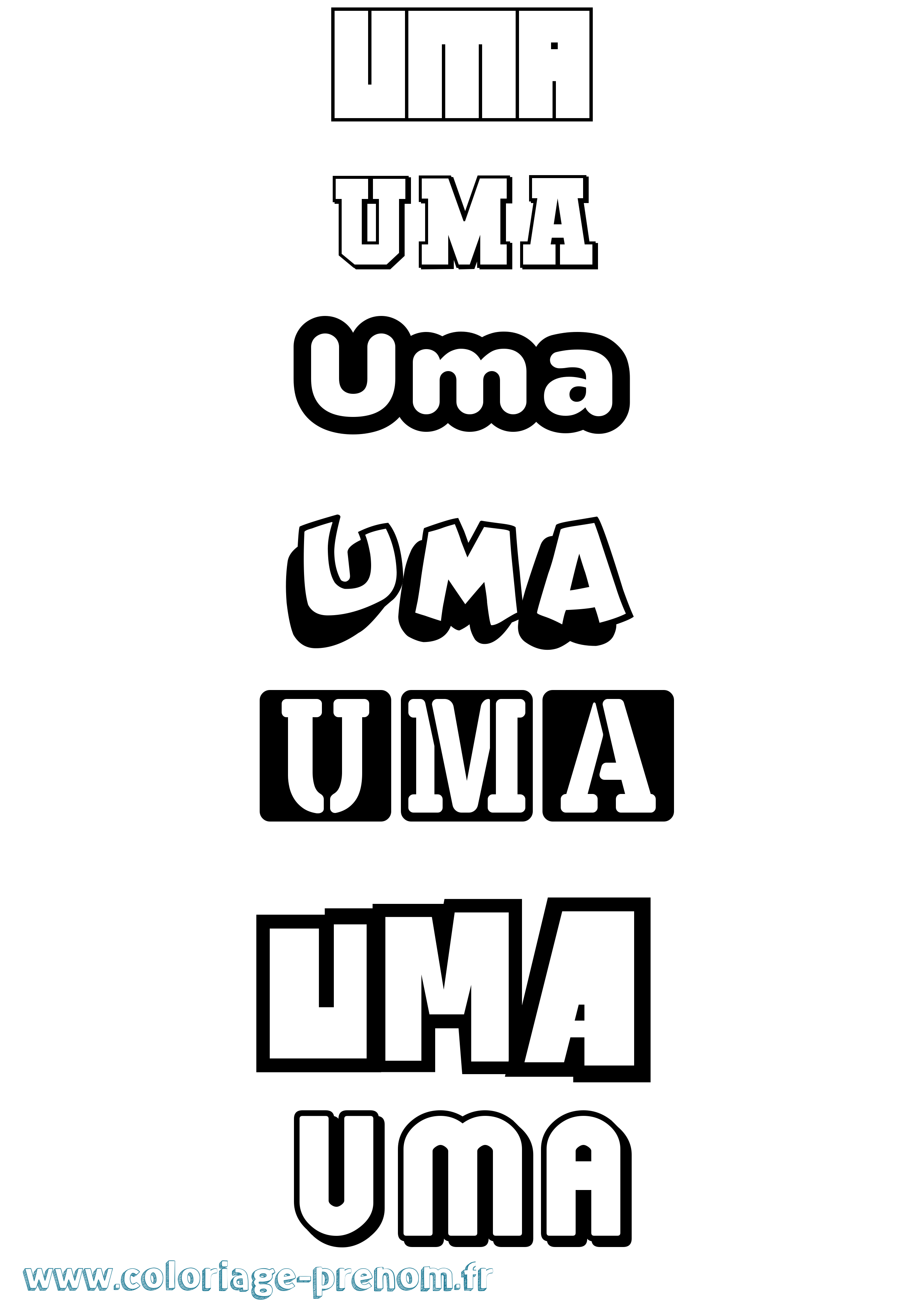 Coloriage Uma Simple Coloriage prénom Uma Simple