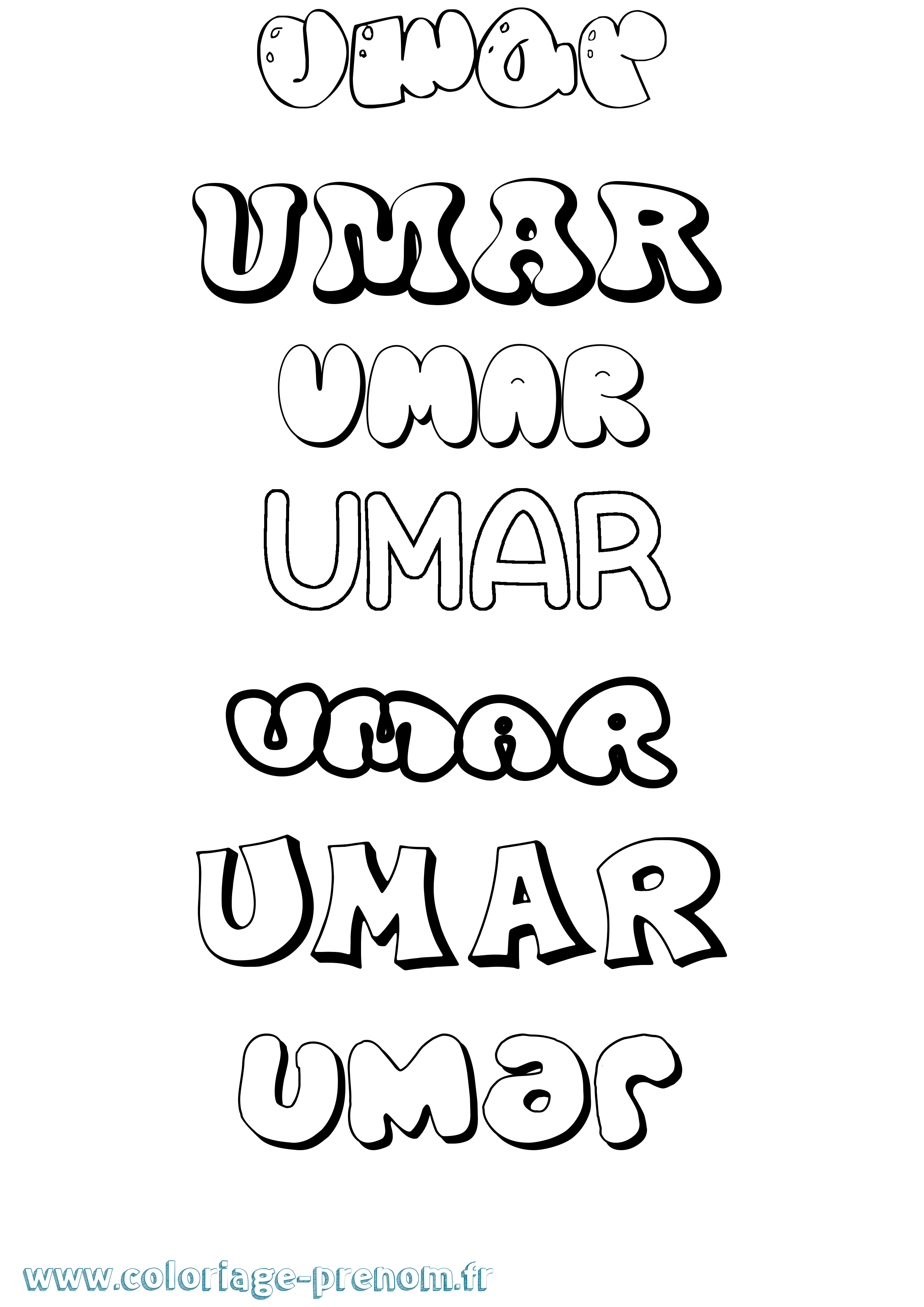 Coloriage prénom Umar Bubble