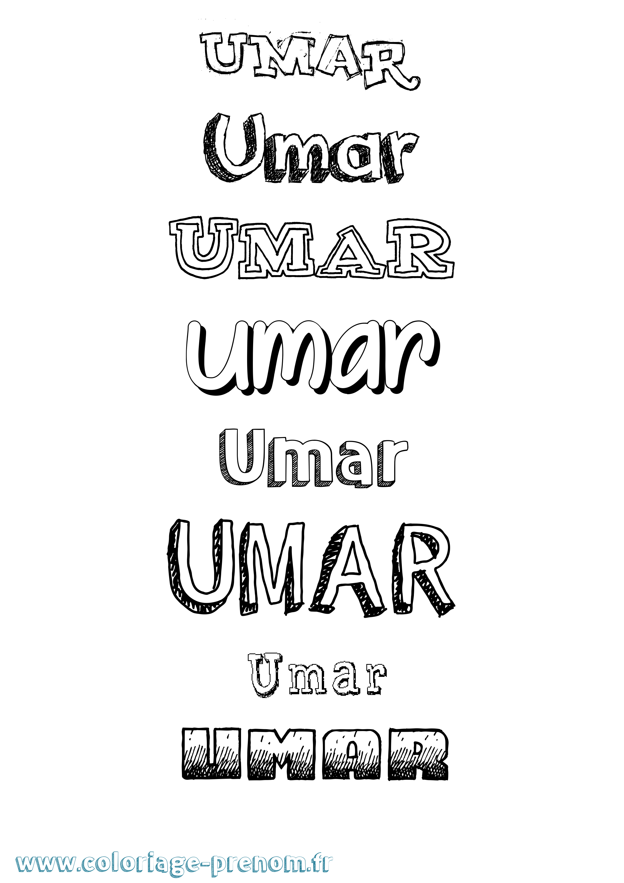 Coloriage prénom Umar Dessiné