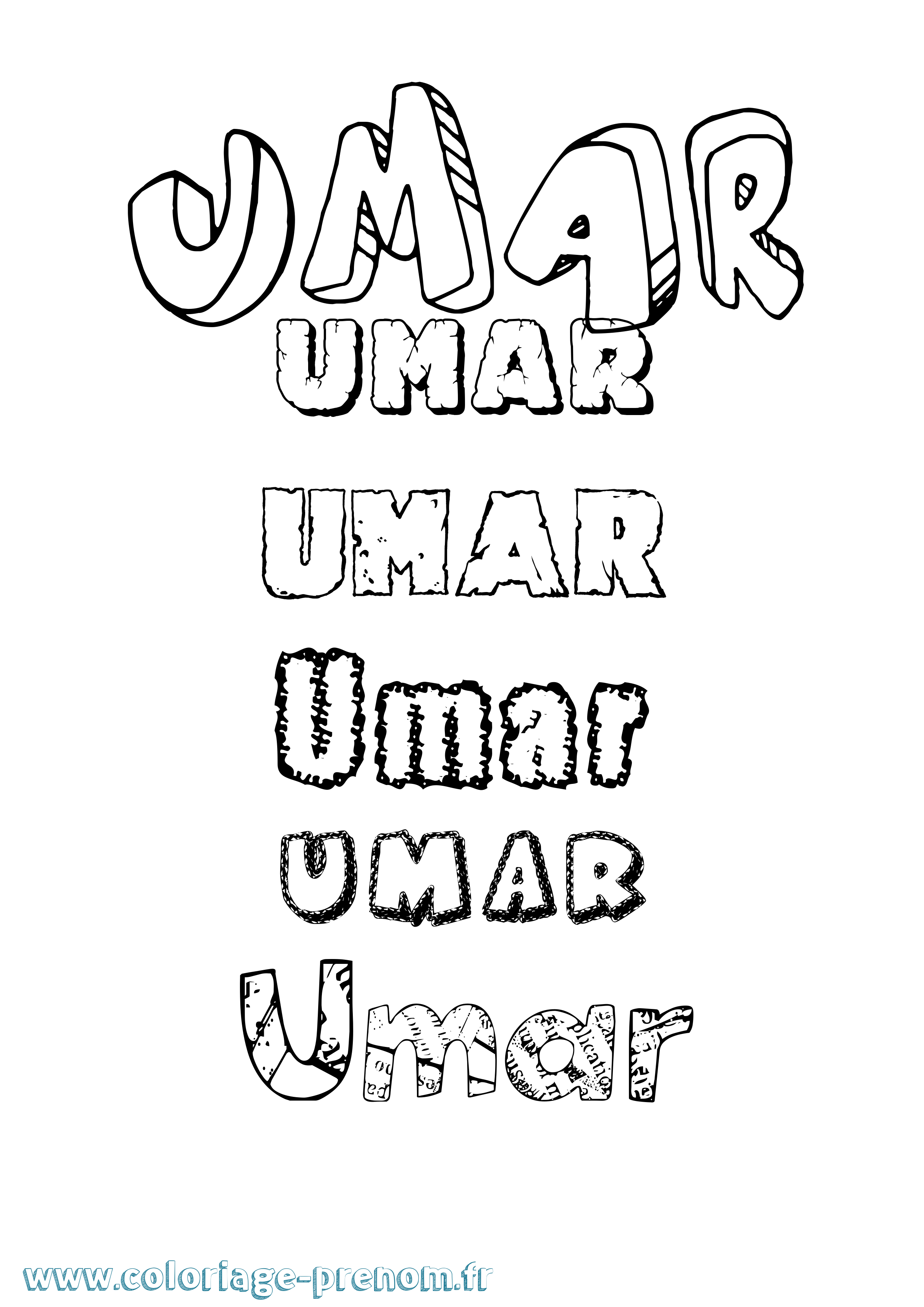 Coloriage prénom Umar Destructuré