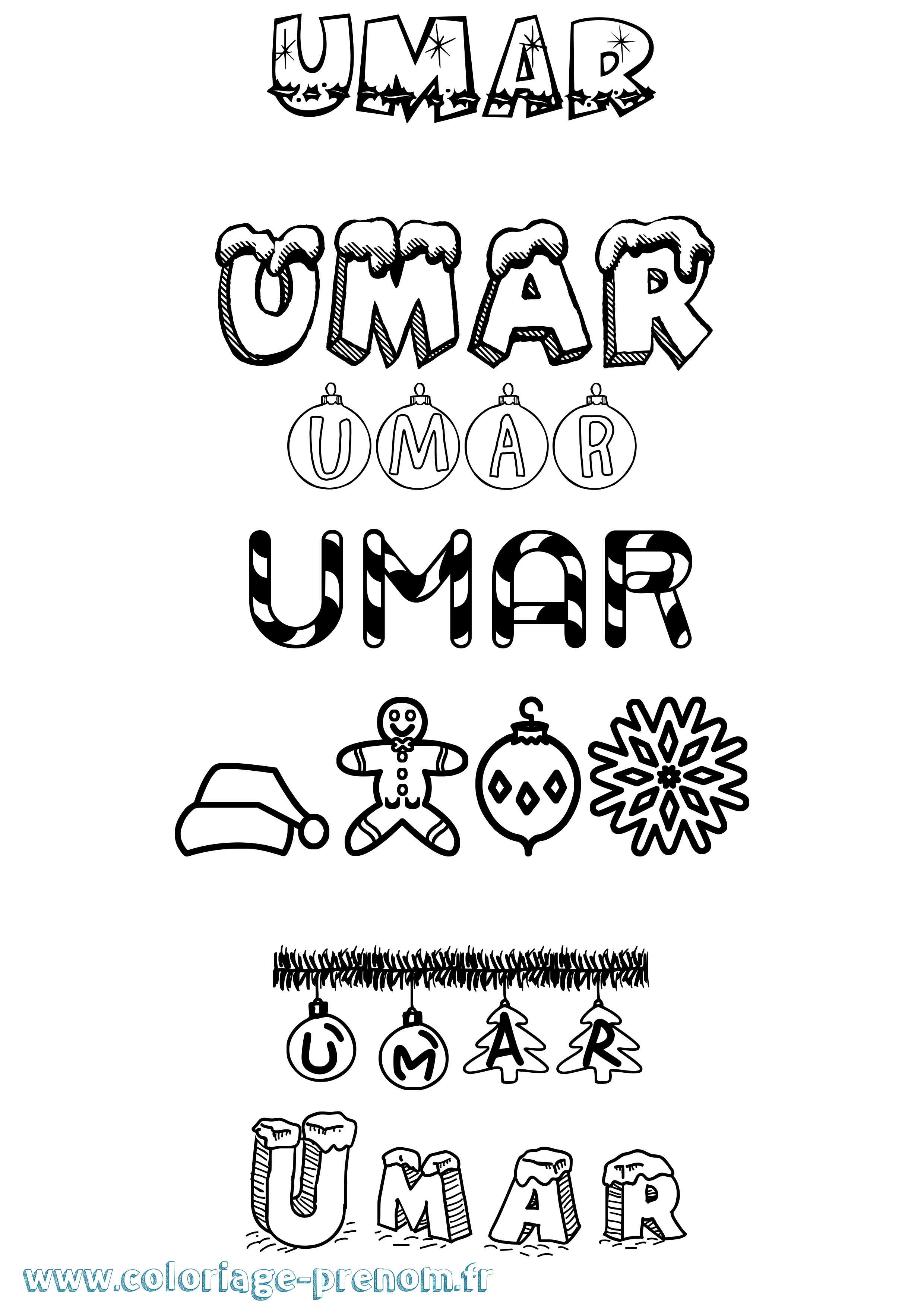 Coloriage prénom Umar Noël
