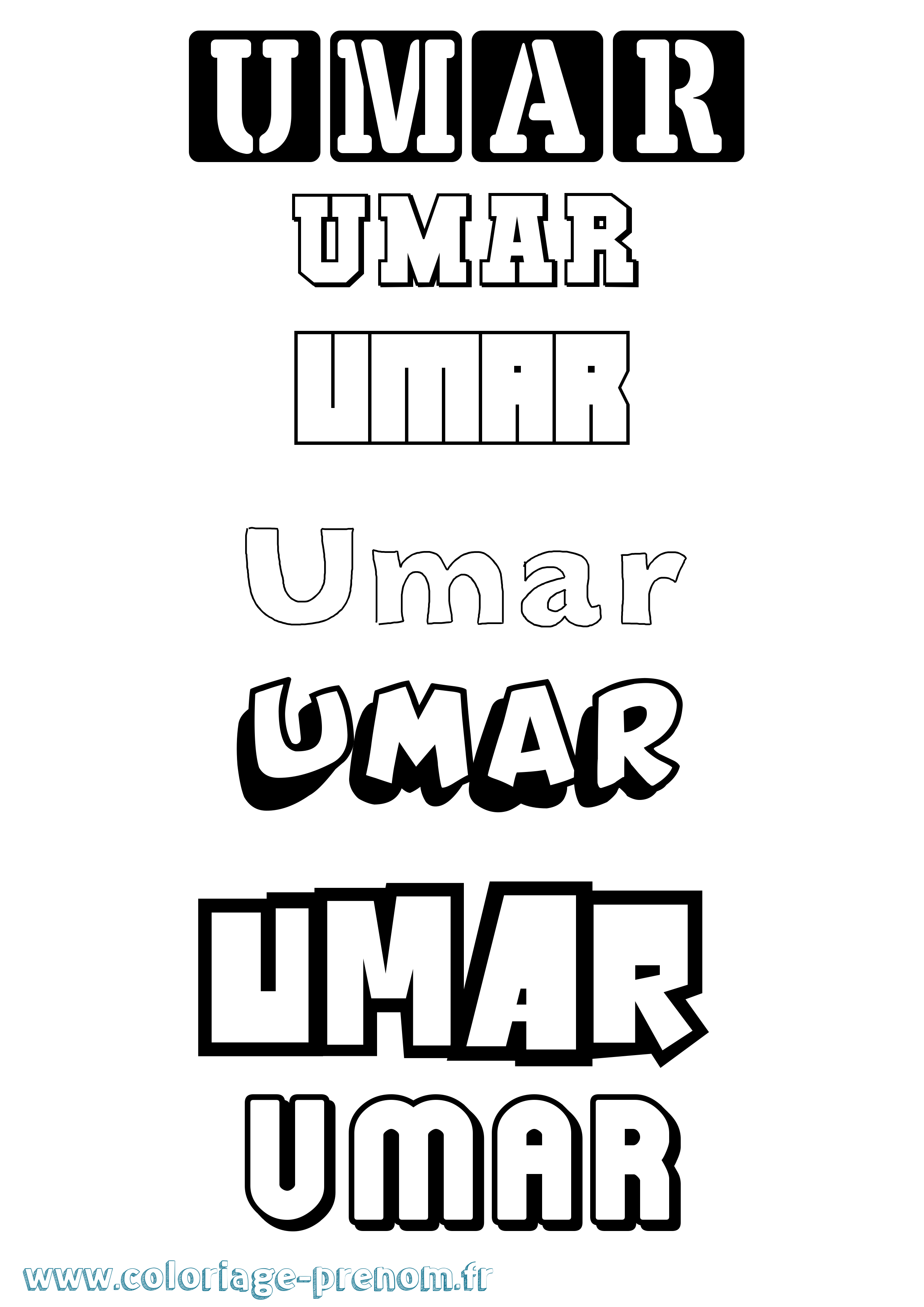 Coloriage prénom Umar Simple