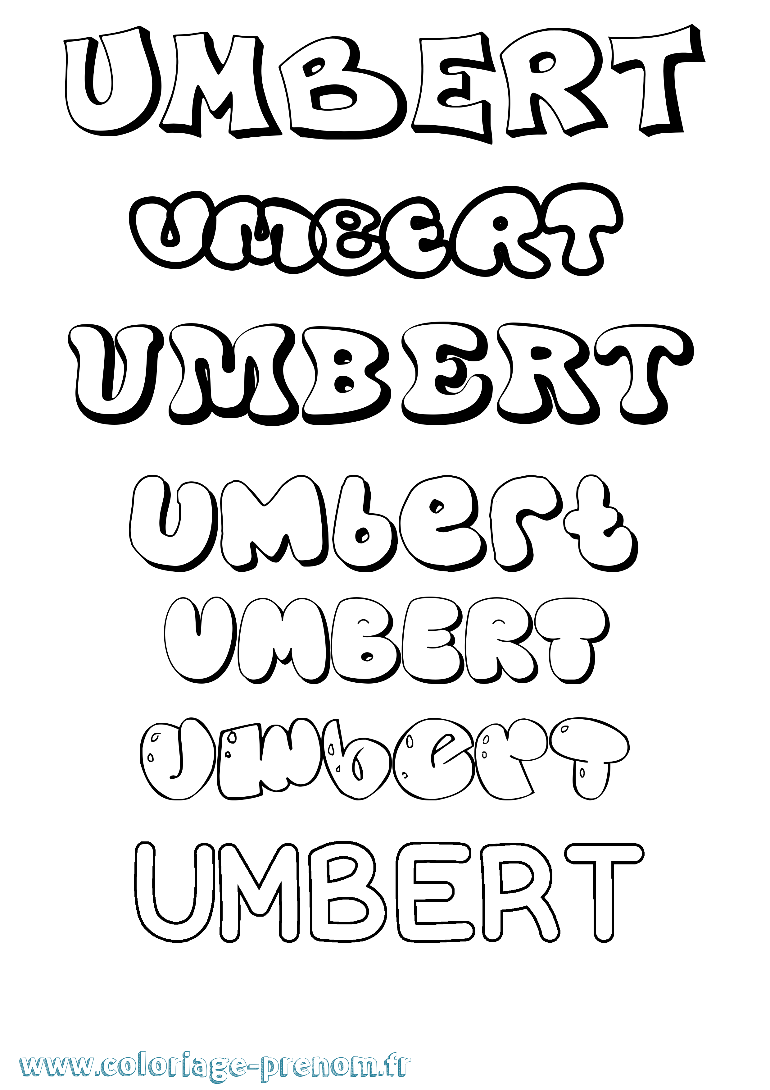 Coloriage Umbert Bubble Coloriage prénom Umbert Bubble
