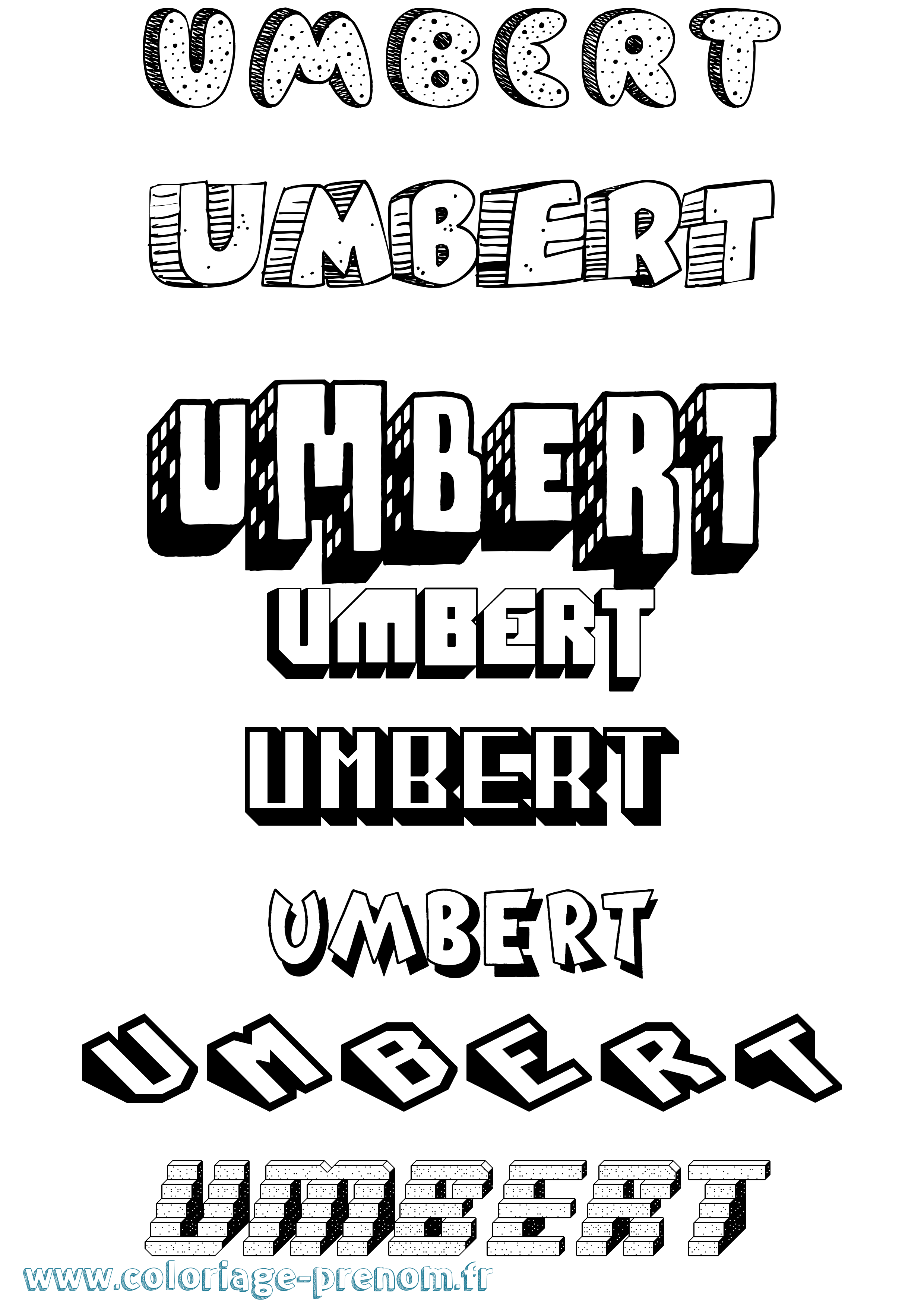 Coloriage Umbert Effet 3D Coloriage prénom Umbert Effet 3D